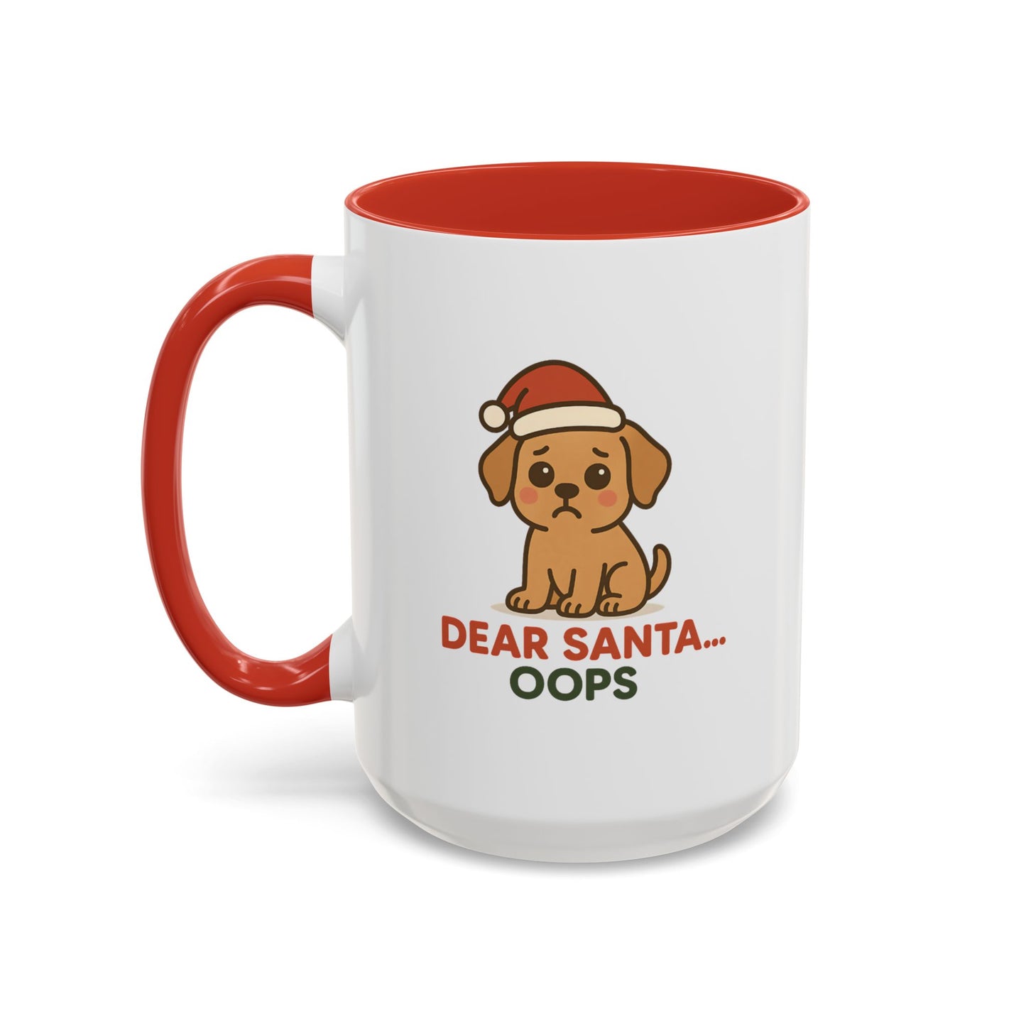 Cute Puppy “Dear Santa… Oops” Christmas Mug – Festive Holiday Dog Design, 11oz & 15oz Ceramic Coffee Cup