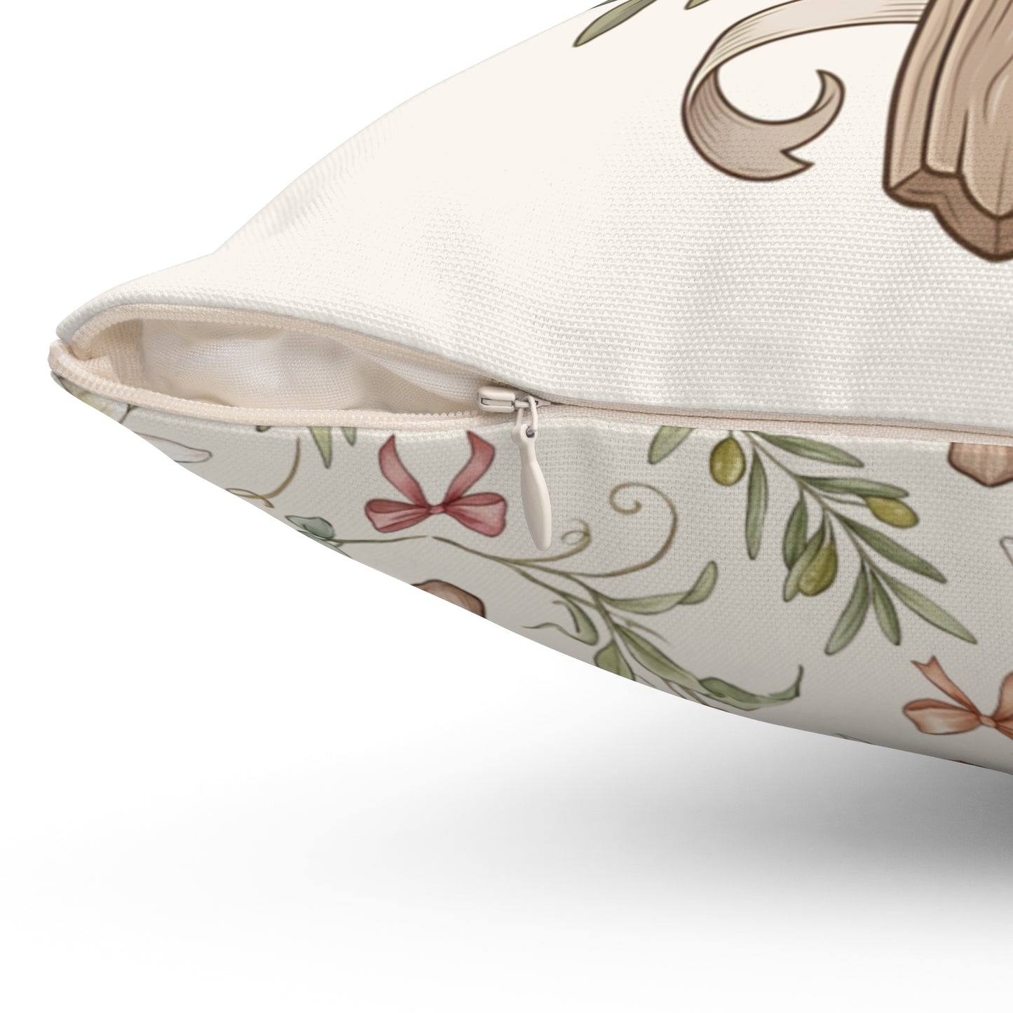 Easter Floral Cross Decorative Pillow — Religious Spring Throw Pillow