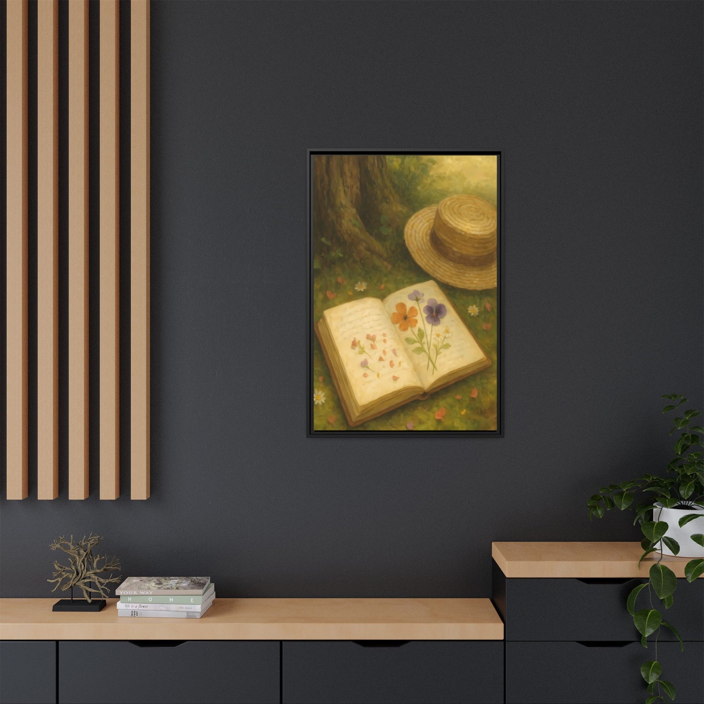 Pressed Flowers in the Shade – Framed Matte Canvas Nature Scene