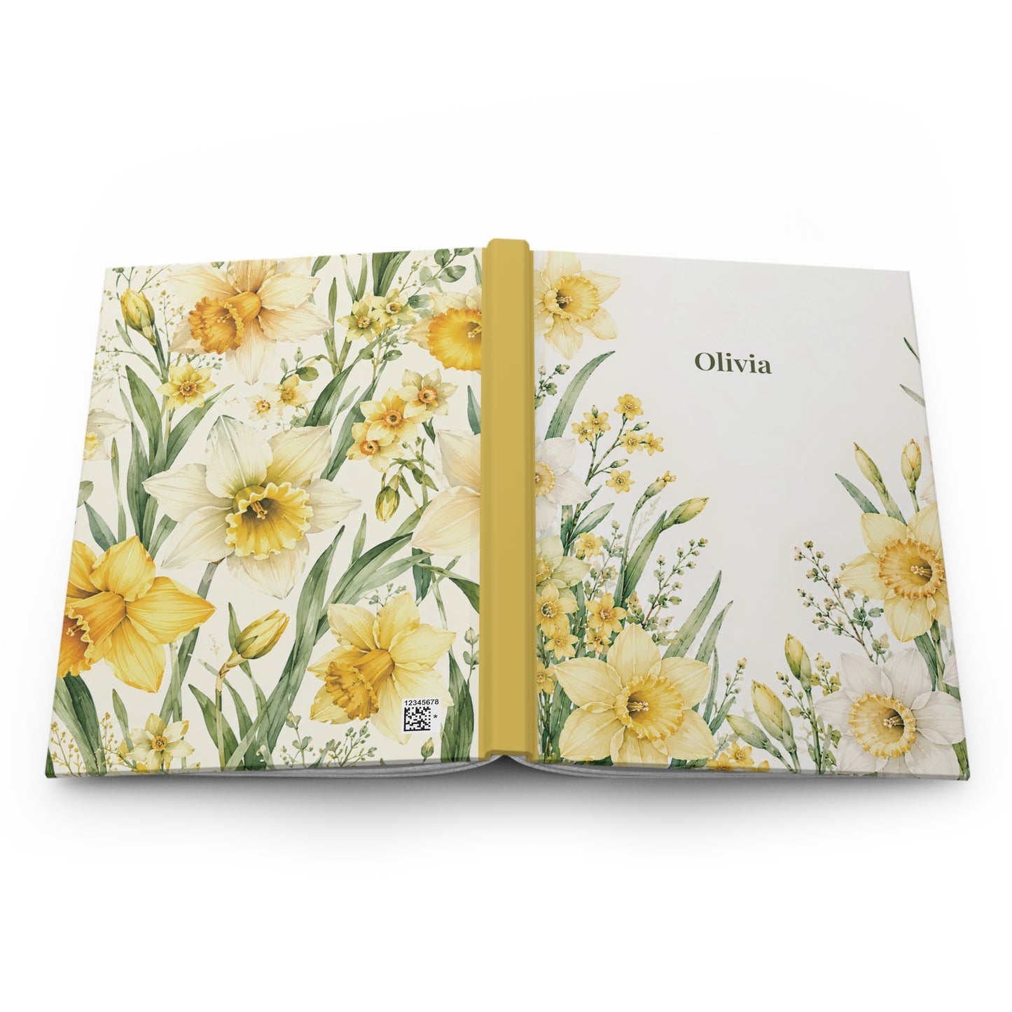 Daffodil Floral Hardcover Journal — Personalized Name Notebook