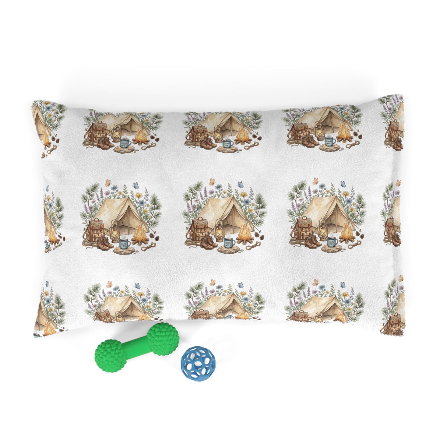 Camping Adventure Pet Bed – Outdoor Camping Pet Cushion – Rustic Woodland Pet Bed