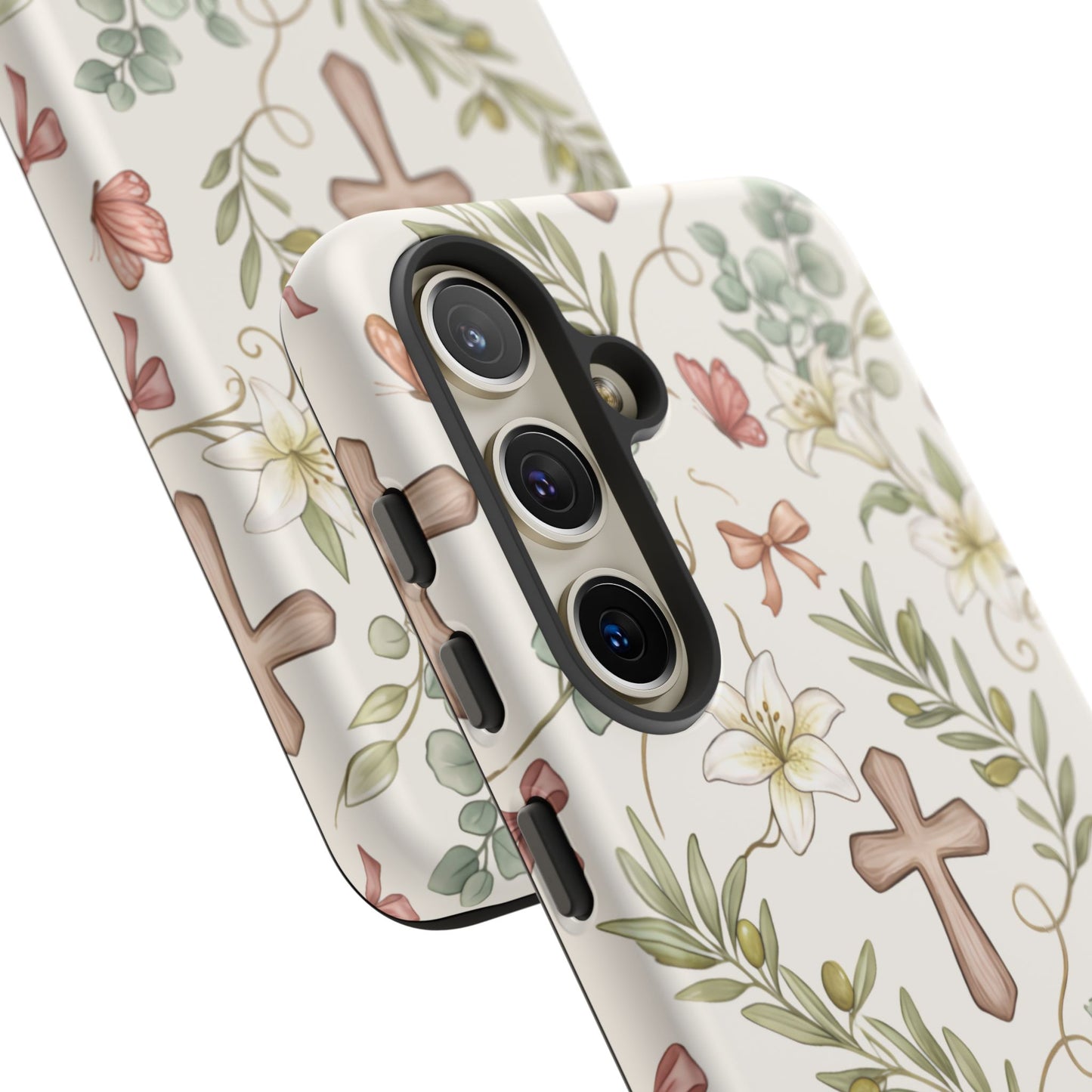 Floral Cross Tough Phone Case – Faith-Inspired Protective iPhone Cover