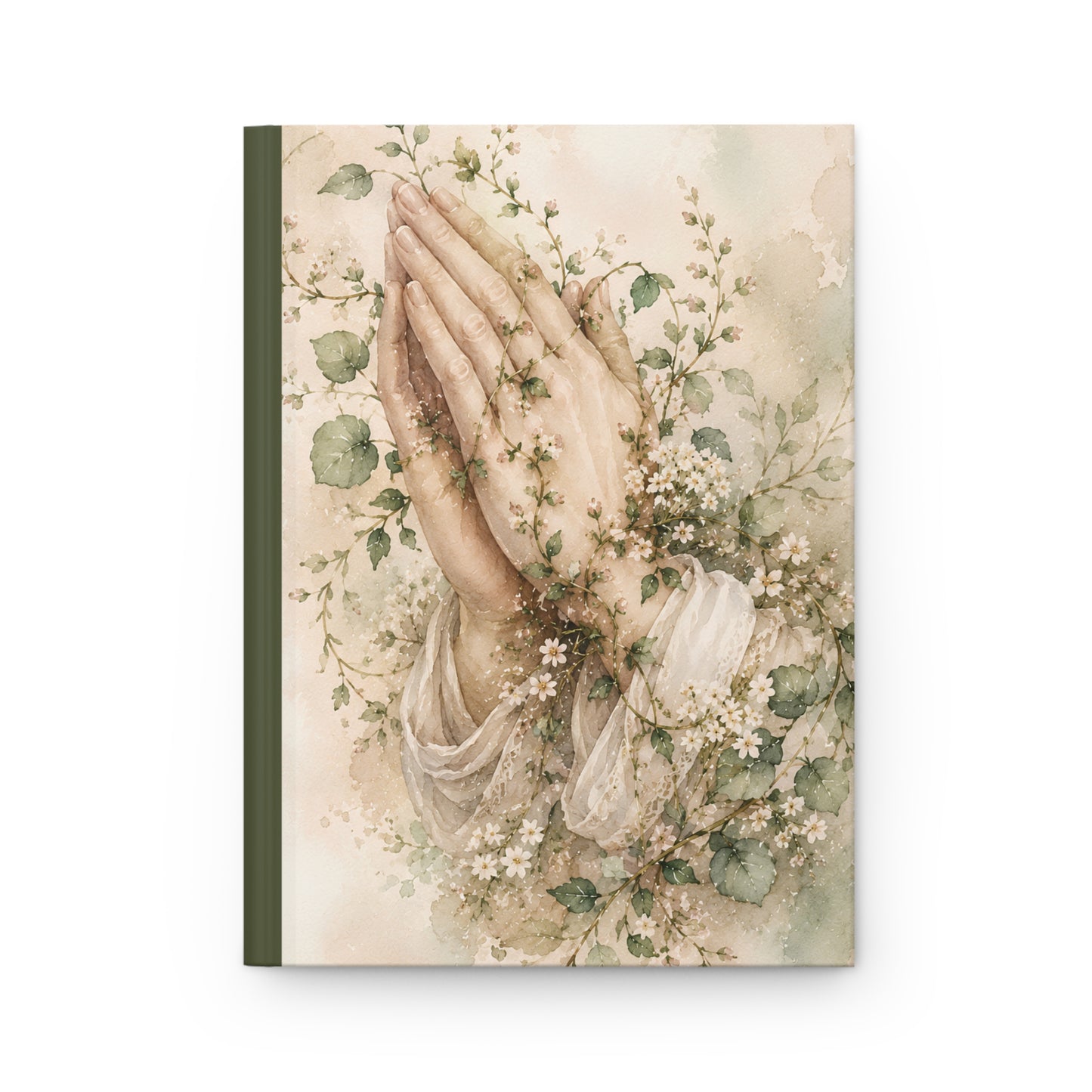 Prayer Hands Hardcover Journal — Floral Spiritual Devotional Notebook