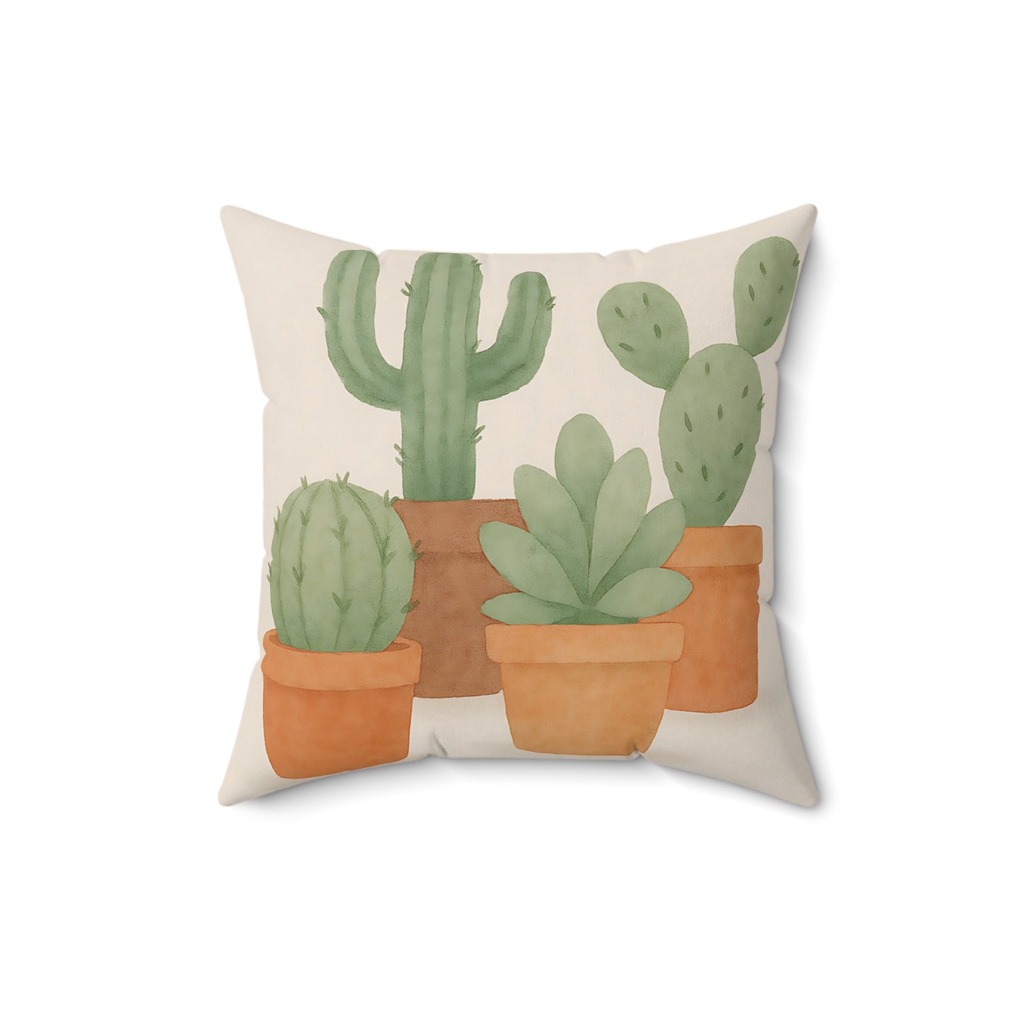 Desert Cactus Throw Pillow - Watercolor Succulent Plant Design