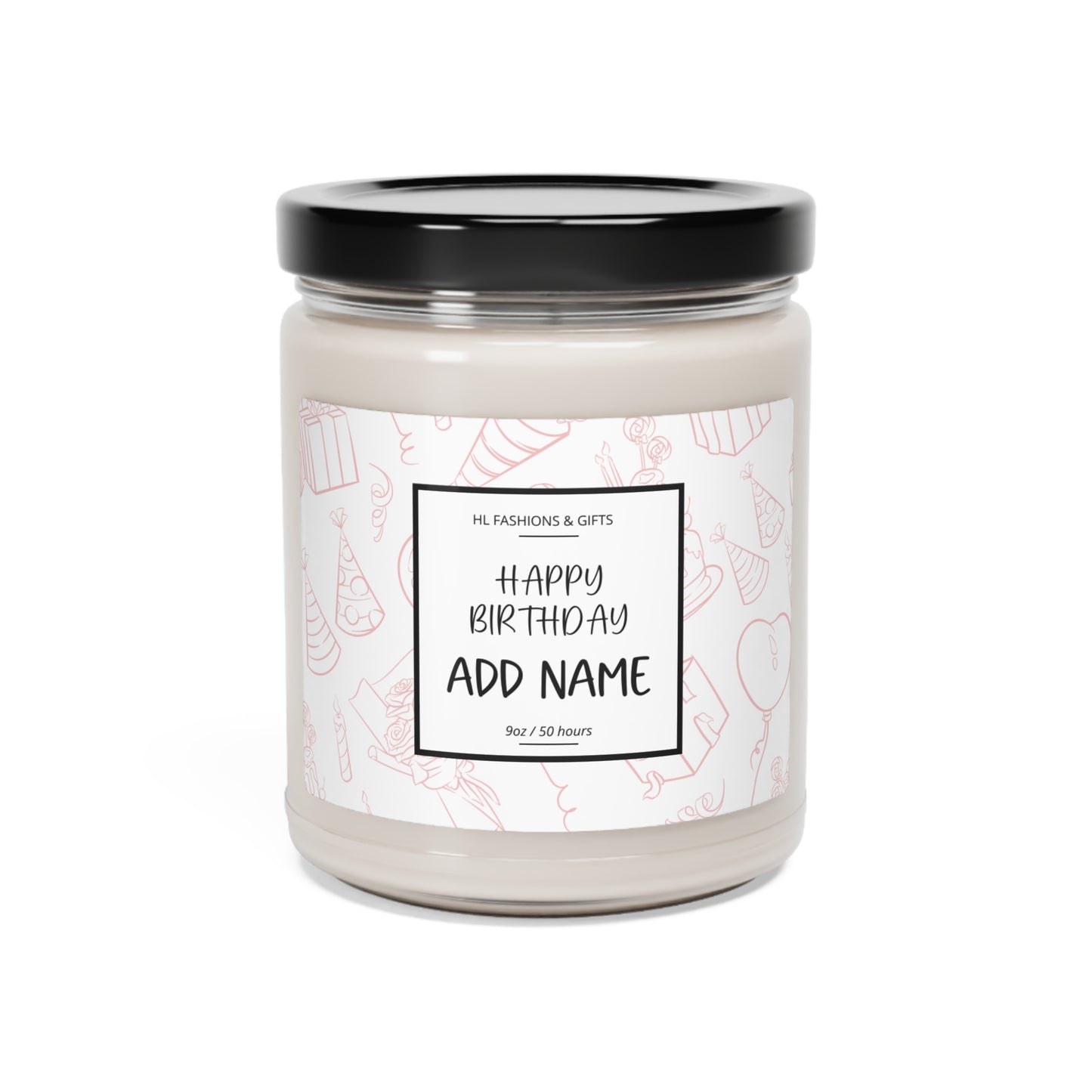 Custom Happy Birthday Soy Candle - Blush Pink Label