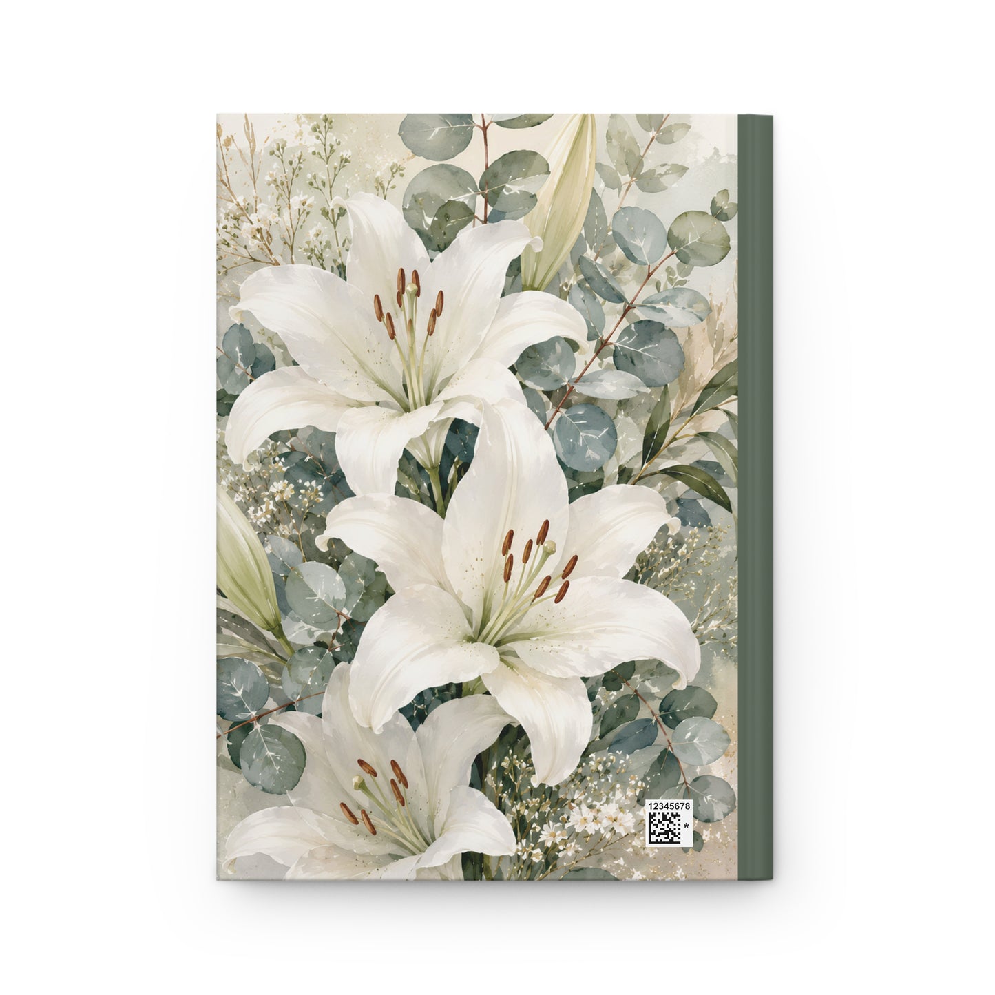 Floral Lily Hardcover Journal — Elegant White Lily Notebook for Notes & Gifts