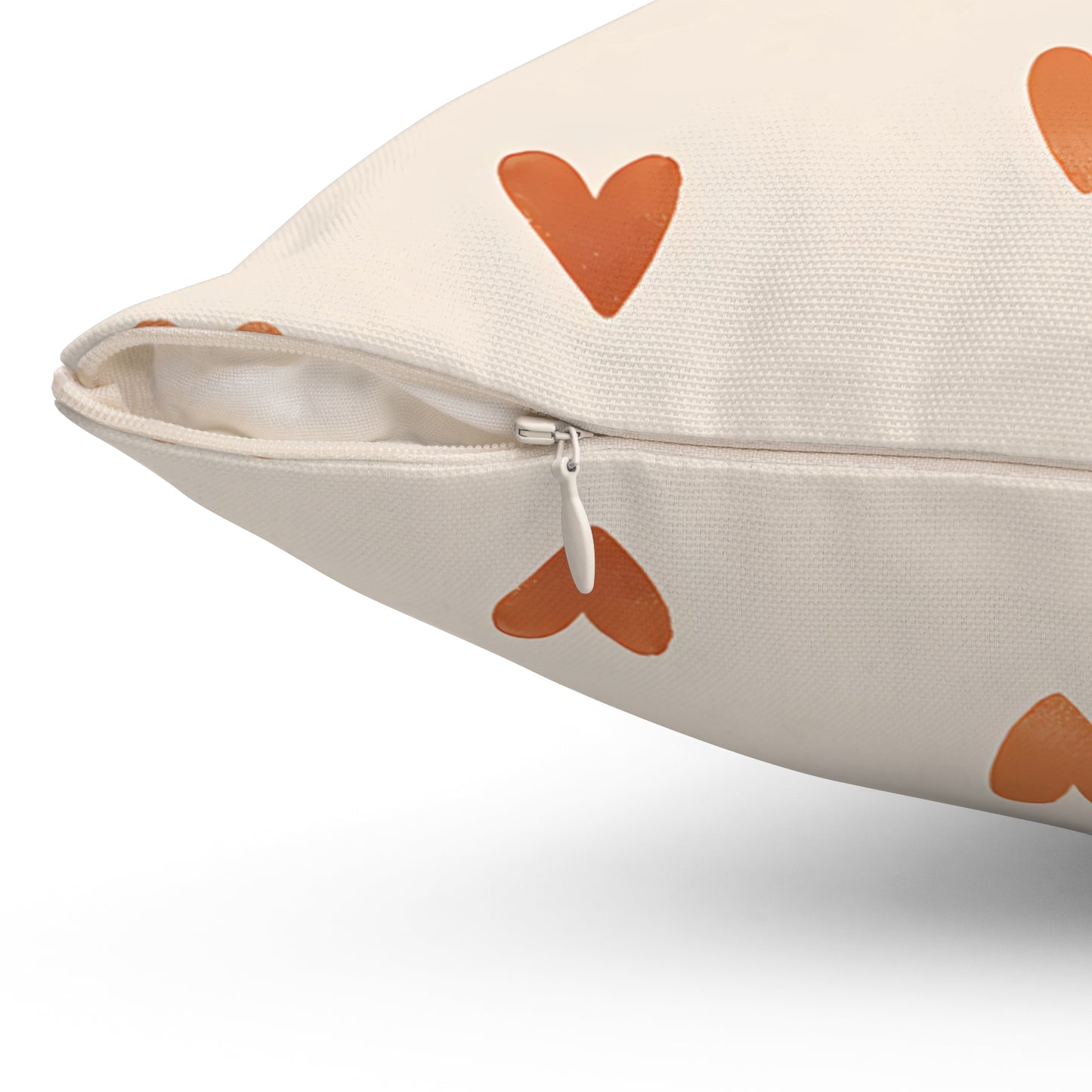 Terracotta Heart Print Throw Pillow – Minimalist Boho Cushion with Double-Sided Design, Multiple Sizes