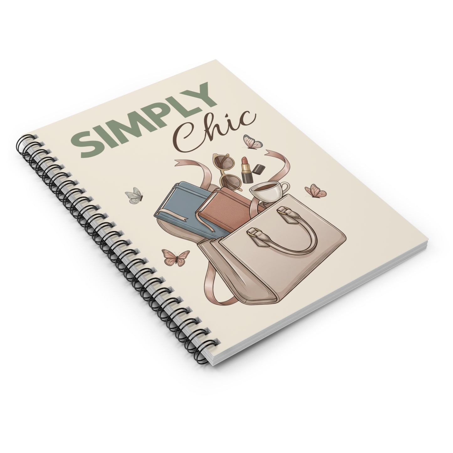 Simply Chic Spiral Notebook — Fashionable Tote Design, Ruled Journal for Stylish Notes & Gifts