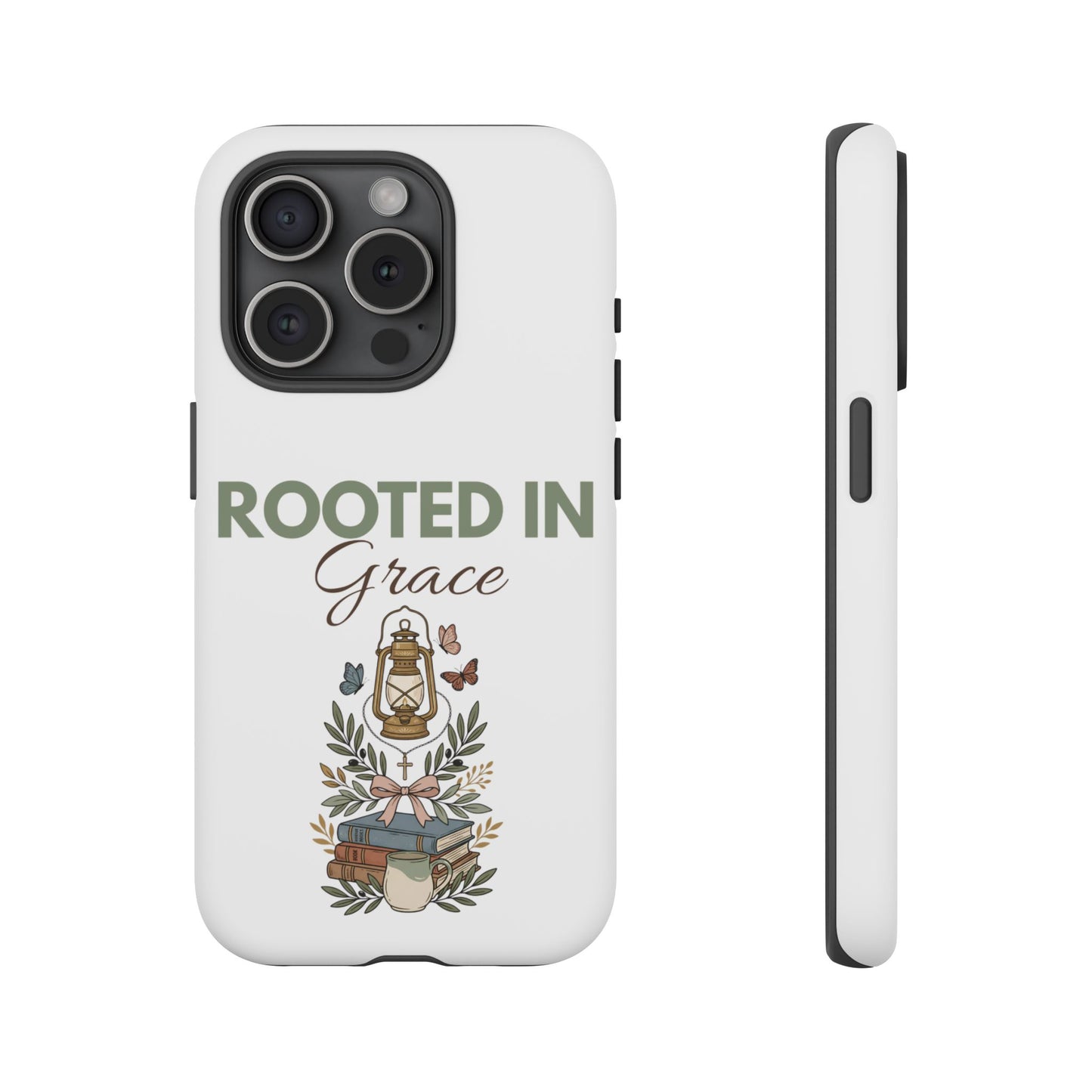 Rooted in Grace Phone Case — Floral Lantern Christian Protective Cover