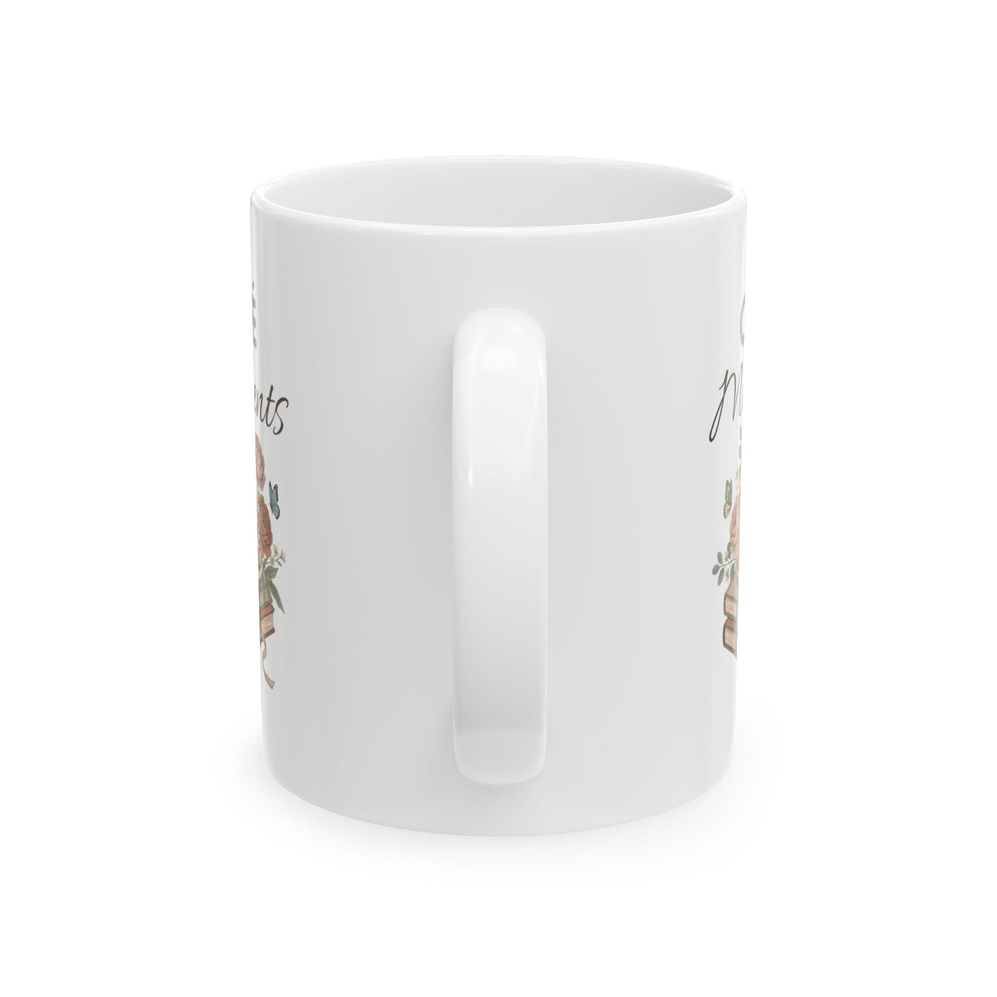 Café Moments Ceramic Coffee Mug – Coffee Lover Gift – Floral Book Lover Coffee Cup – Cozy Café Mug – 11oz & 15oz
