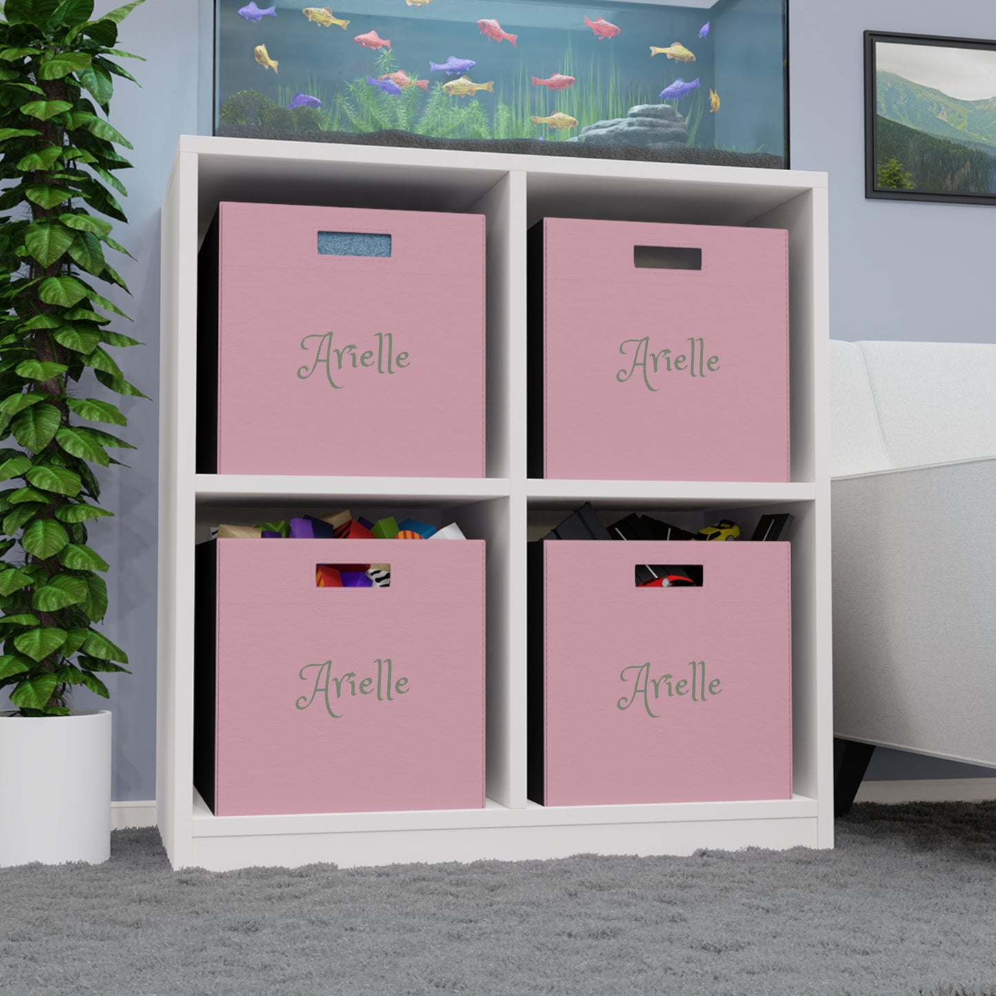 Personalized Pink Felt Storage Box – Custom Name Arielle, Nursery & Kids Toy Organizer