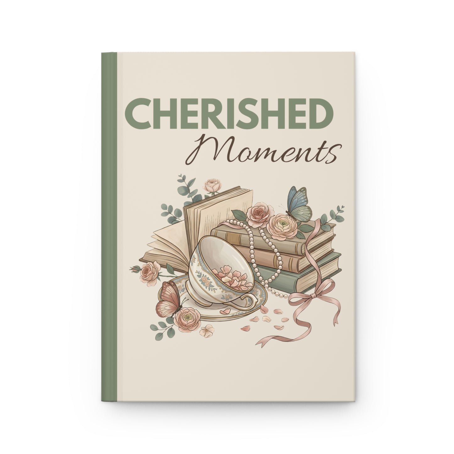 Cherished Moments Hardcover Journal — Vintage Floral Keepsake Notebook