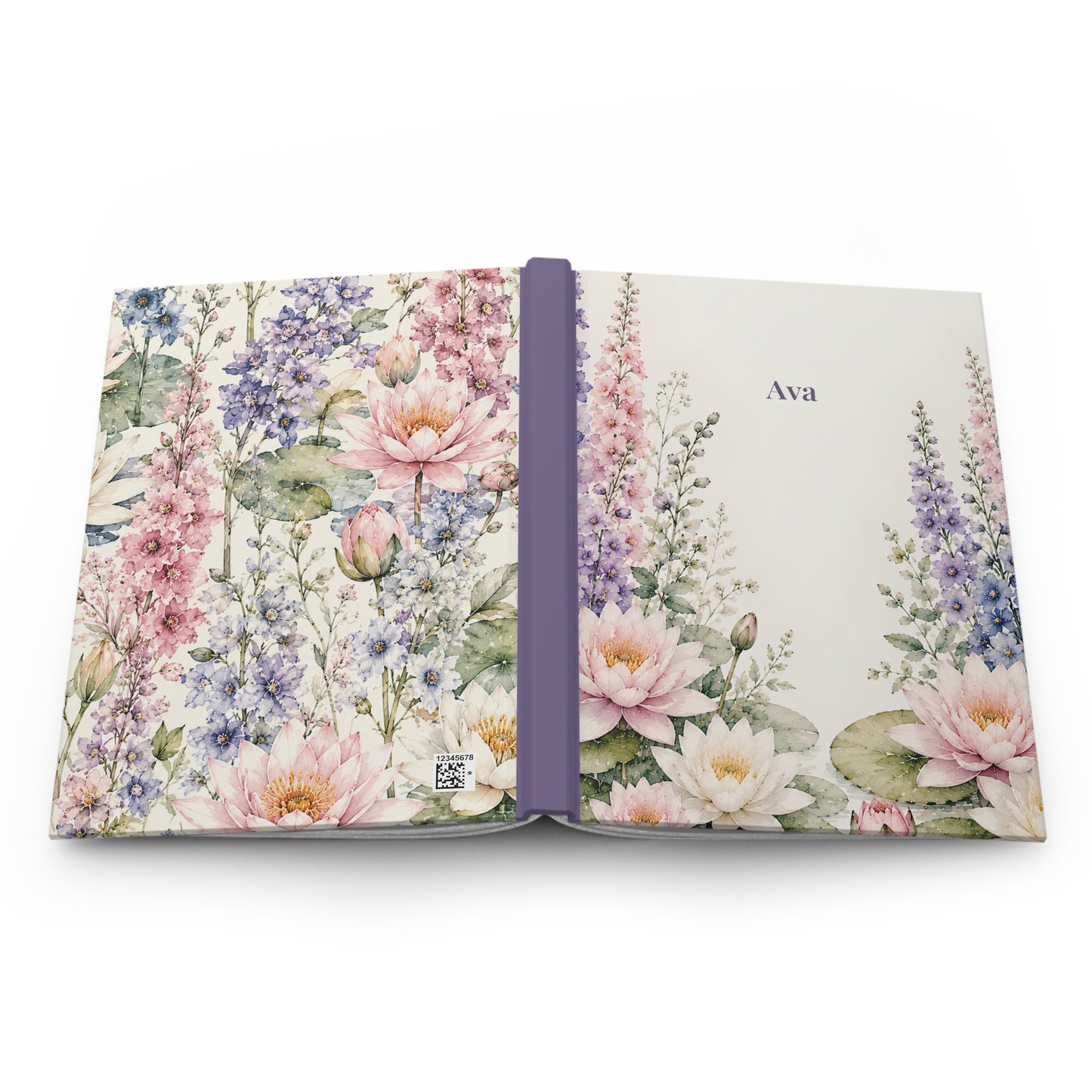Floral Watercolor Hardcover Journal — Personalized 'Ava' Notebook for Gifts, Mother's Day & Spring