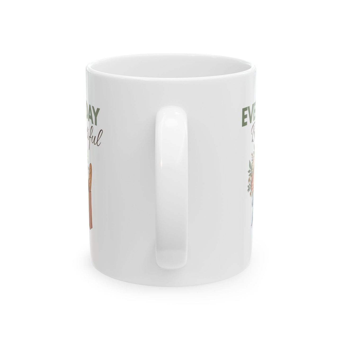 Everyday Beautiful Ceramic Mug – Floral Tote Illustration (11oz, 15oz)