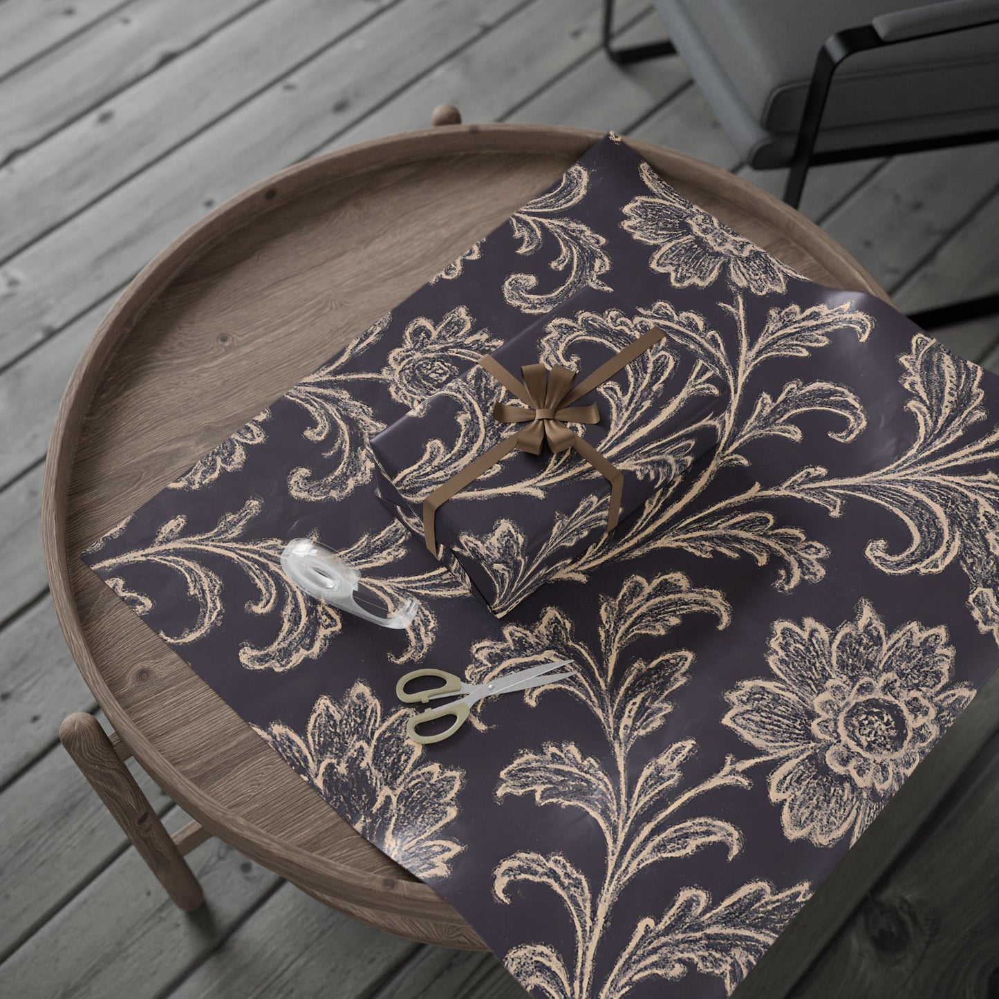 Elegant Floral Damask Wrapping Paper – Luxe Vintage-Inspired Gift Wrap in Glossy or Matte