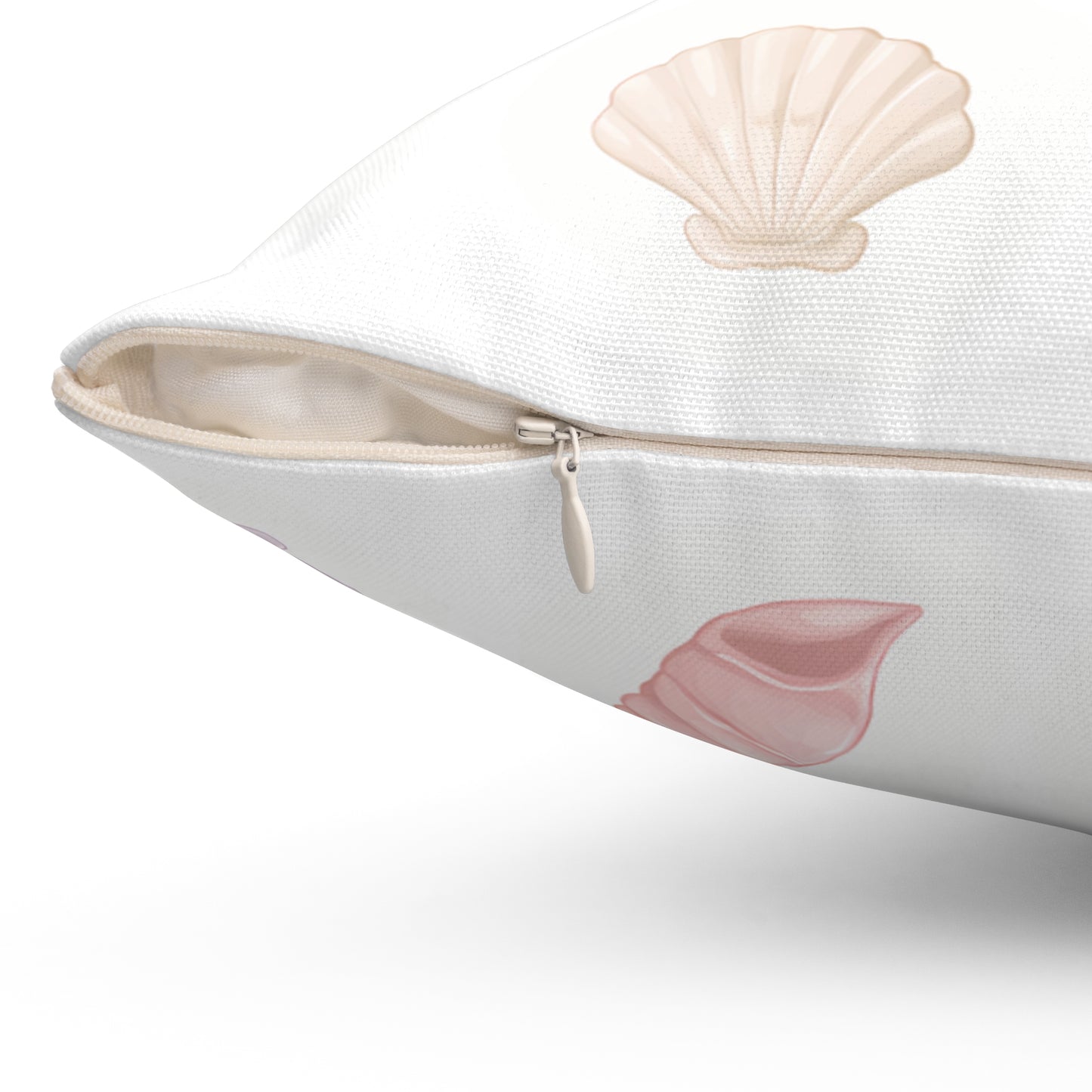 Pastel Seashell Throw Pillow — Coastal Decorative Square Pillow