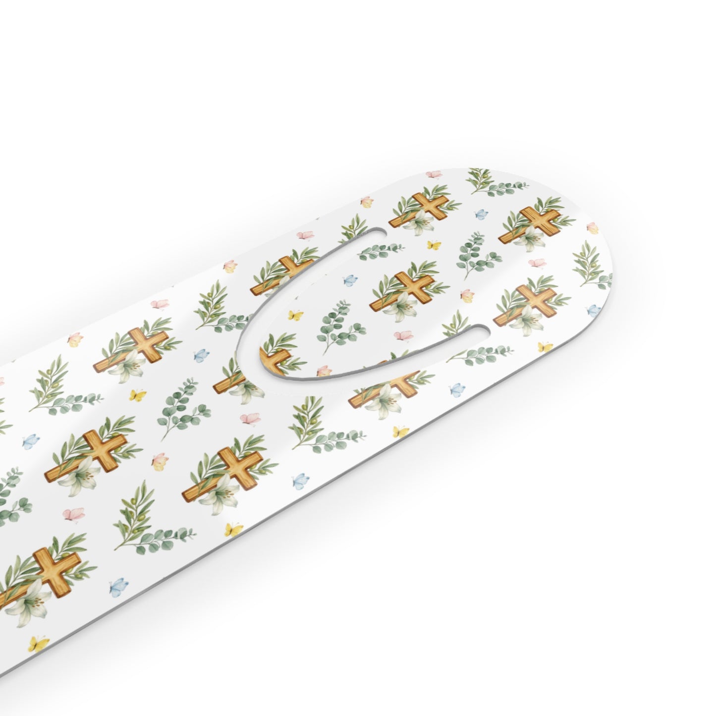 Floral Cross Bookmark — Religious Christian Bookmark with Yellow Floral Cross Pattern