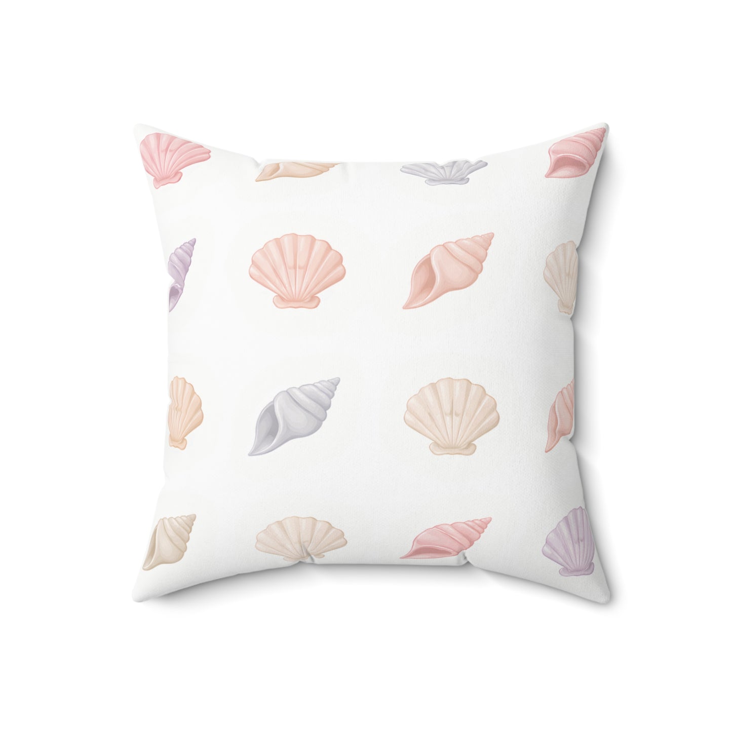 Pastel Seashell Throw Pillow — Coastal Decorative Square Pillow