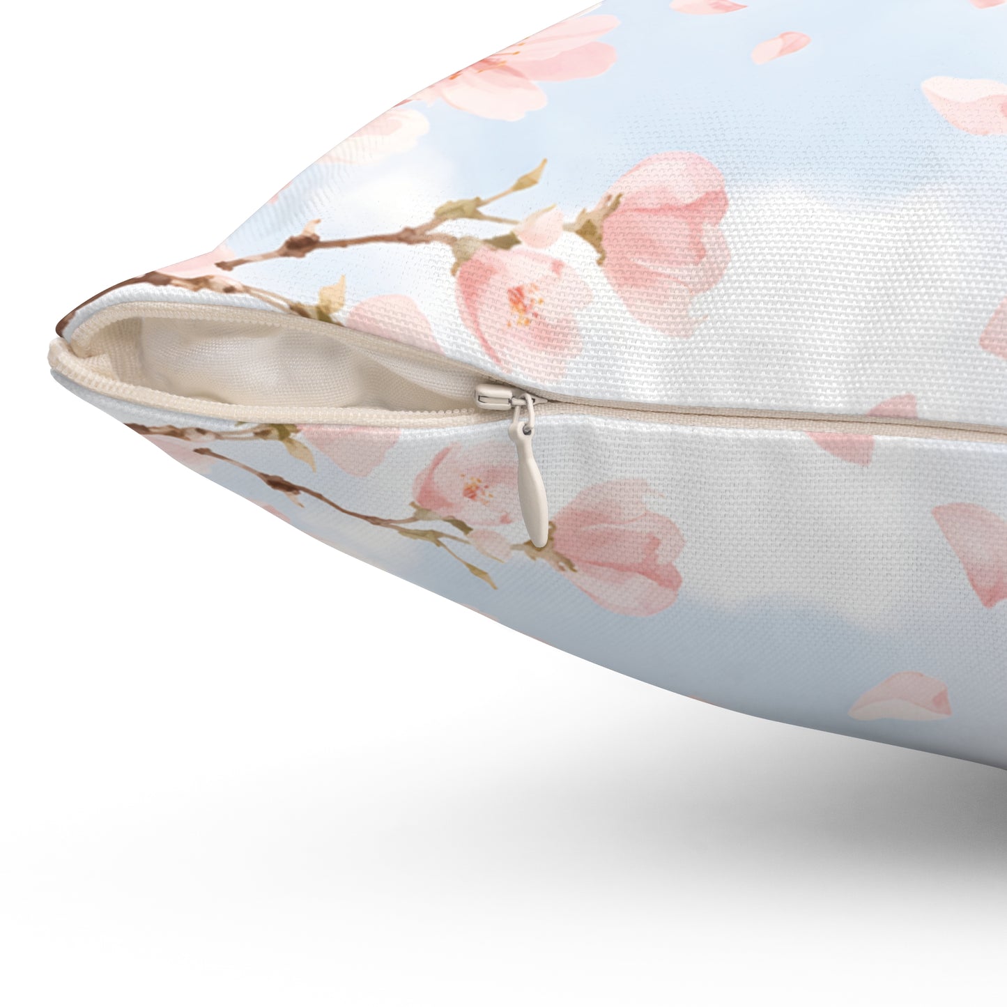Cherry Blossom Square Pillow – Pastel Floral Decorative Throw Pillow