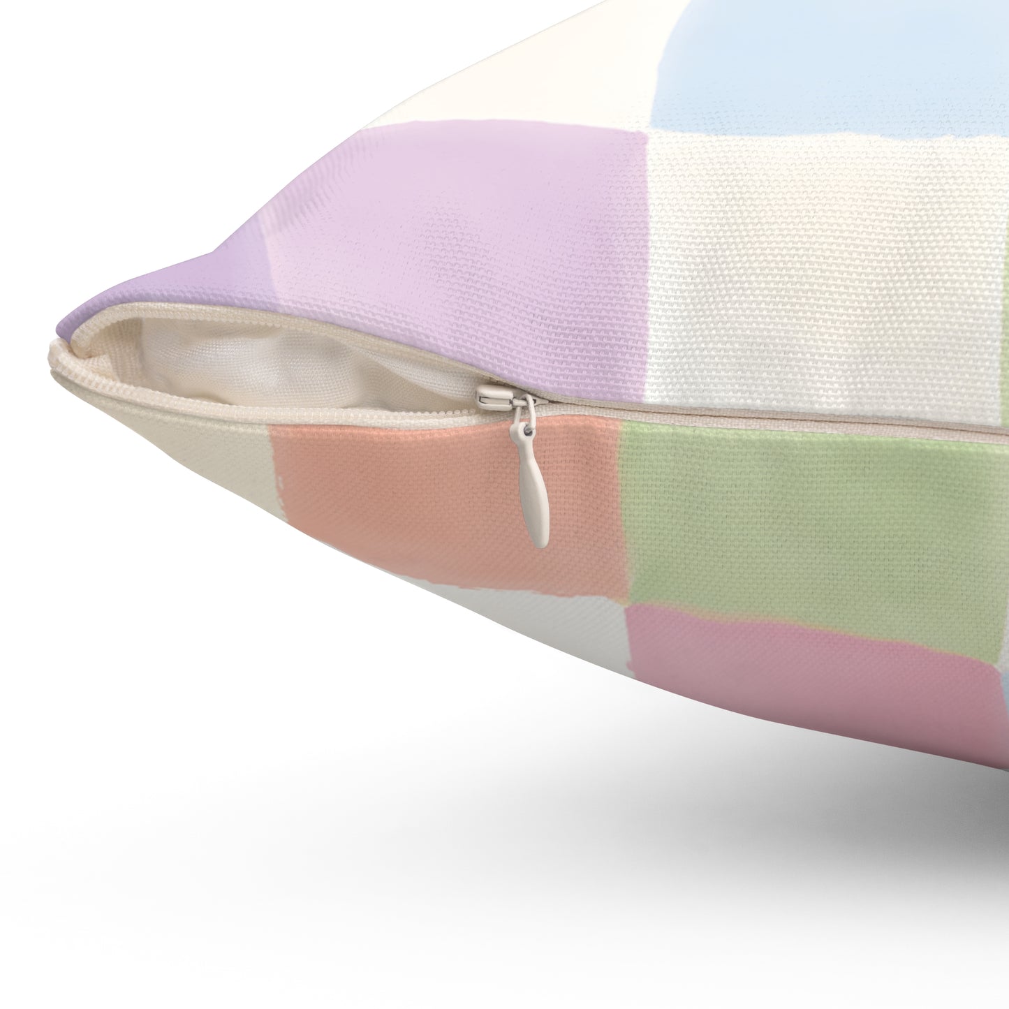 Pastel Checkerboard Decorative Pillow — Soft Watercolor Squares Throw Pillow