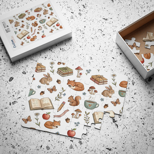 Woodland Story 30-Piece Kids' Puzzle — Fox, Bunny & Cozy Reading Pattern