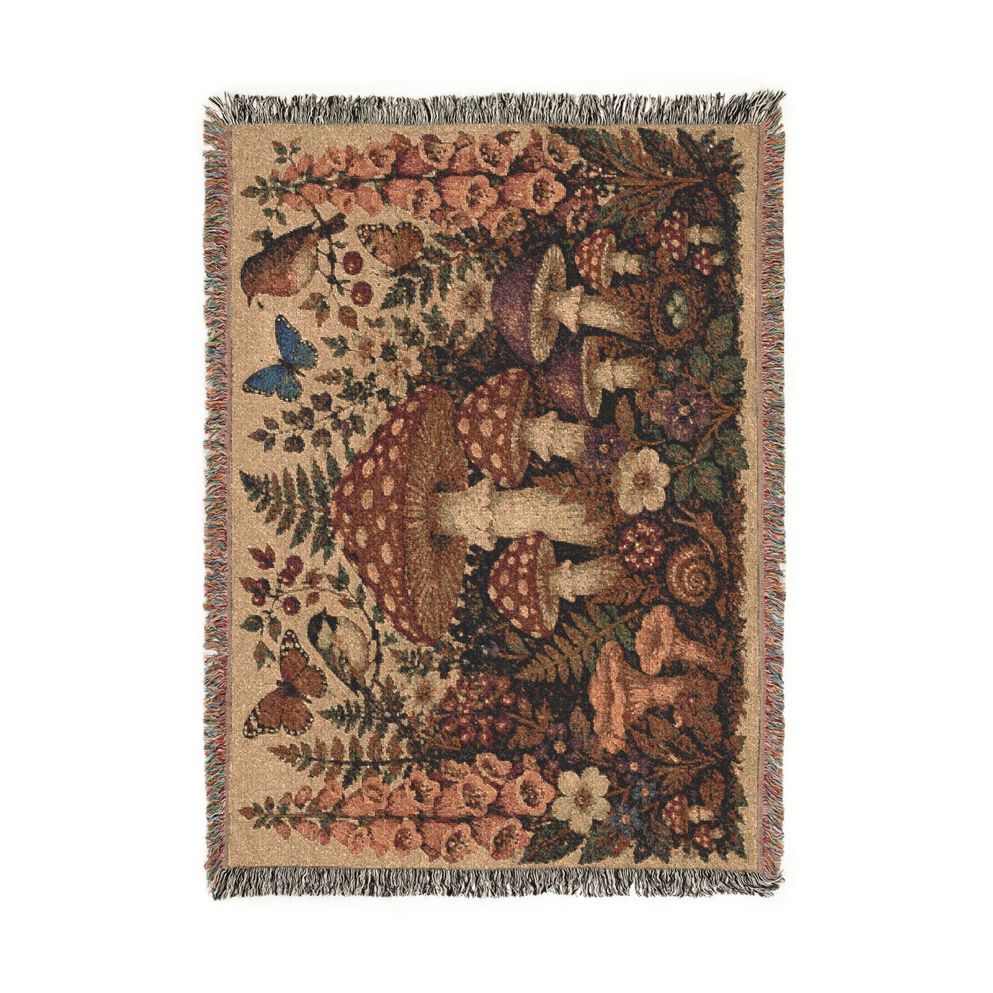 Mushroom Woodland Woven Blanket