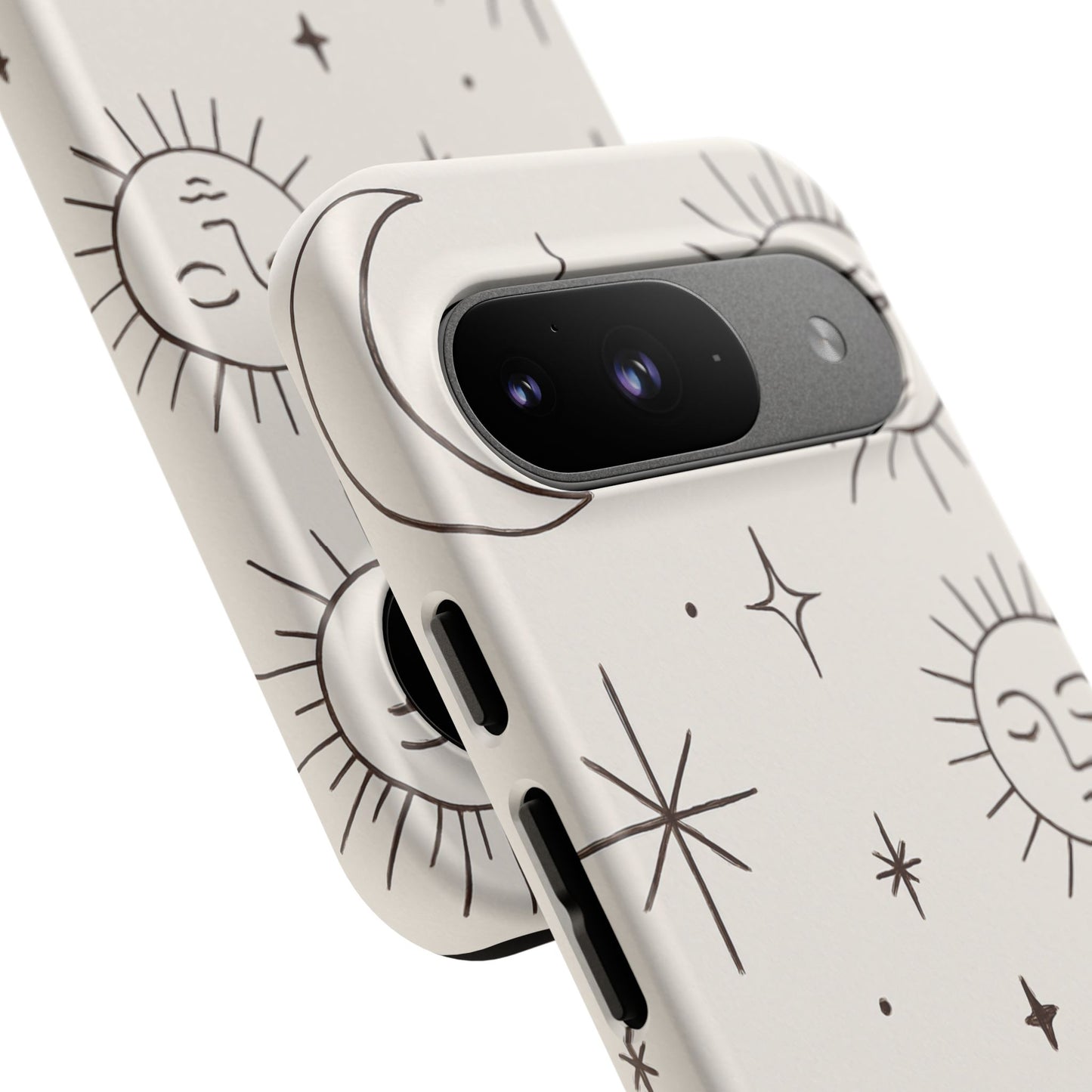 Celestial Moon & Sun Line Art iPhone Case – Minimalist Boho Cosmic Design