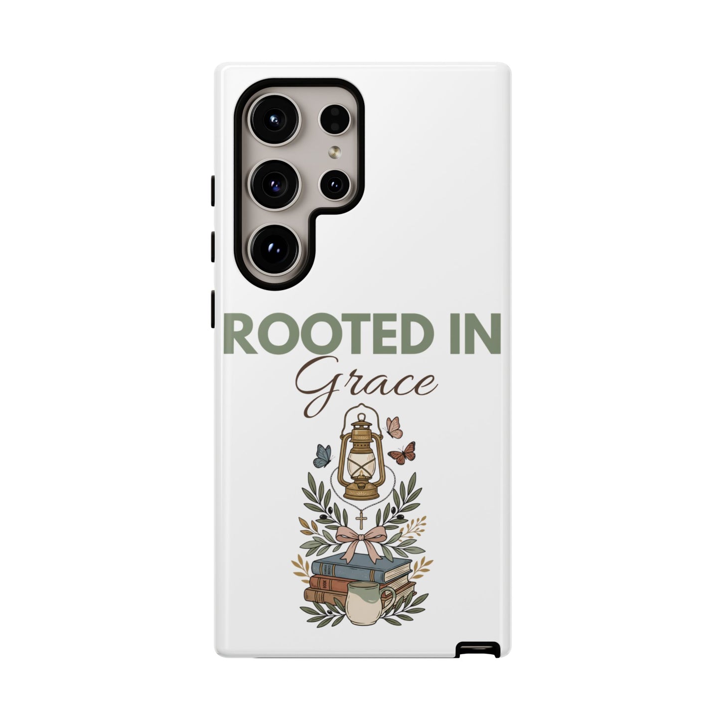 Rooted in Grace Phone Case — Floral Lantern Christian Protective Cover