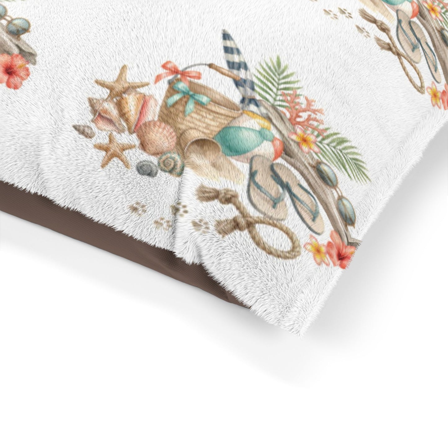Coastal Seashell Pet Bed – Beachy Aromatic Shell Pattern Cushion for Dogs
