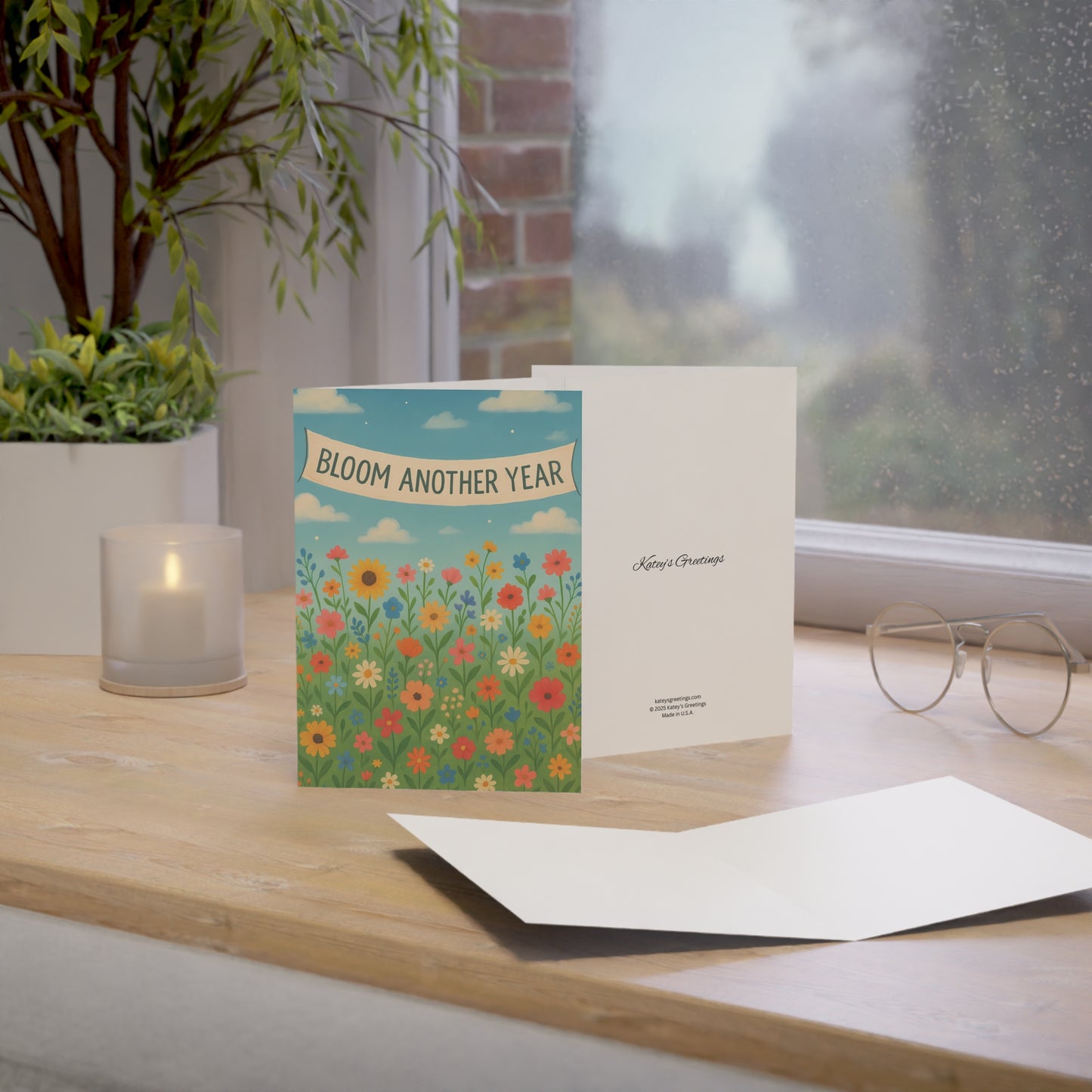 Bloom Another Year Birthday Card – Colorful Floral Greeting with Envelope
