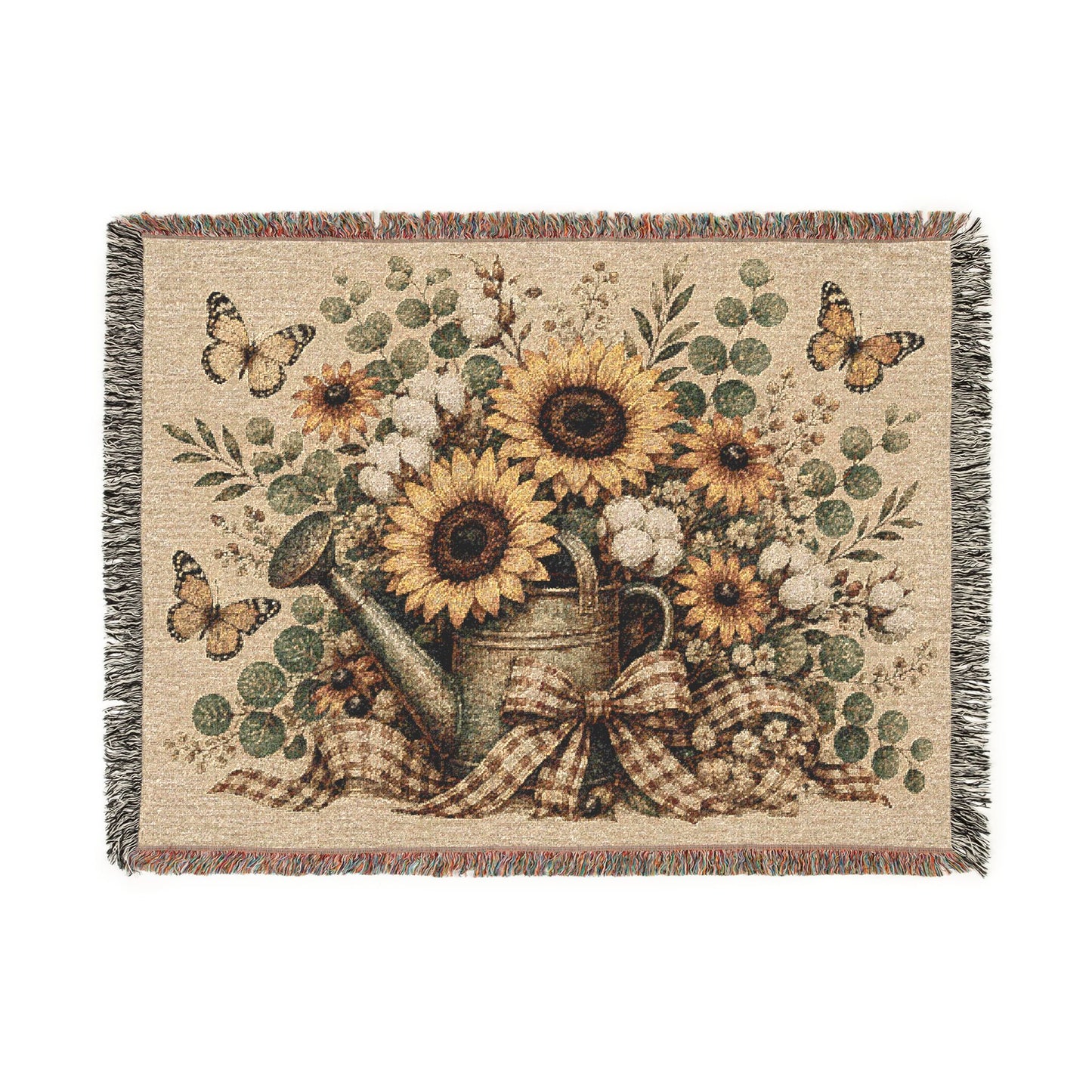 Sunflower Bouquet Woven Blanket — Vintage Floral Throw