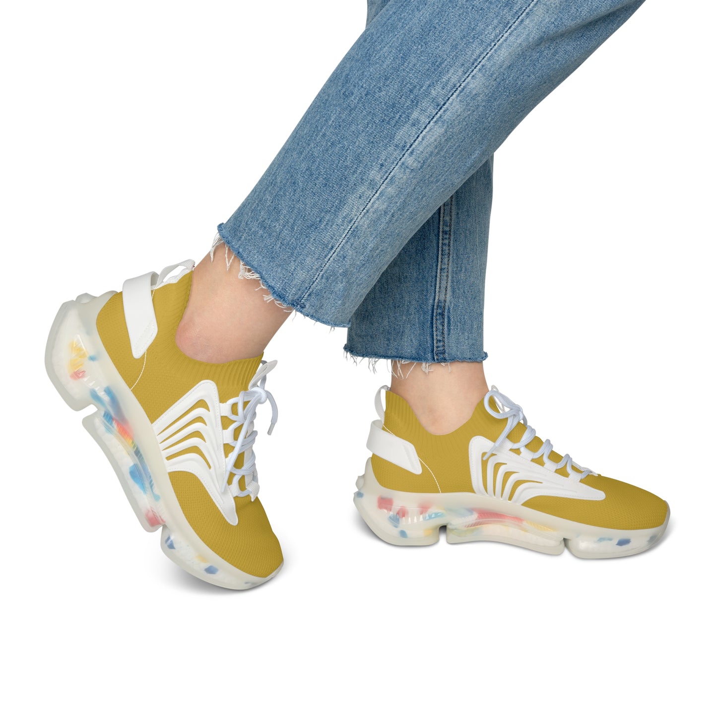 Metallic Gold Women's Mesh Sneakers