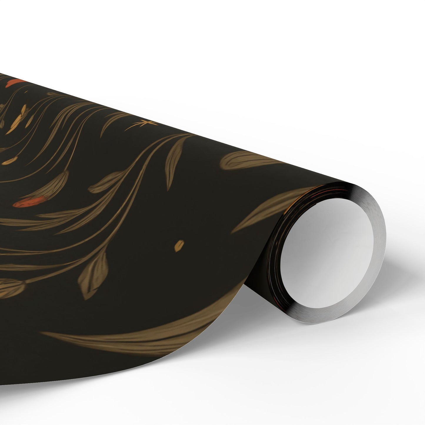 Moody Wildflower Wrapping Paper – Vintage Floral on Black Background