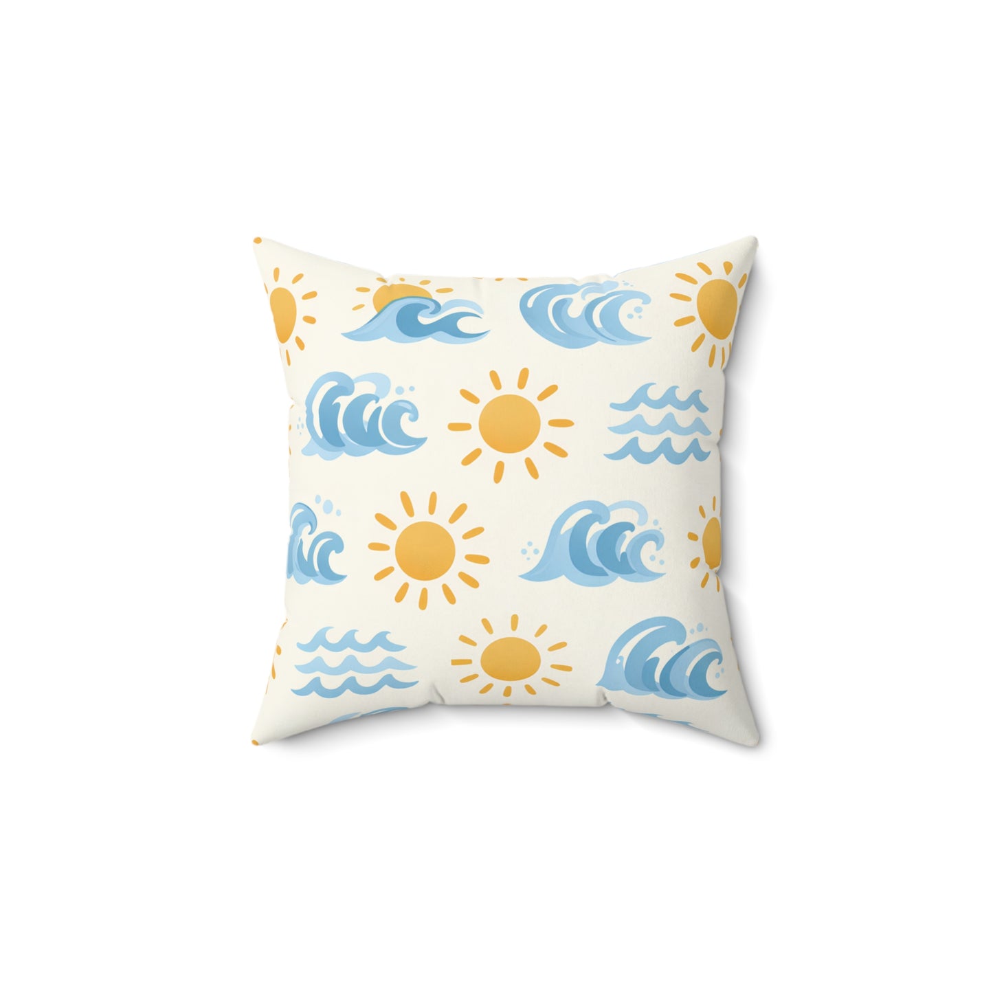 Sun & Waves Beach Pattern Square Pillow