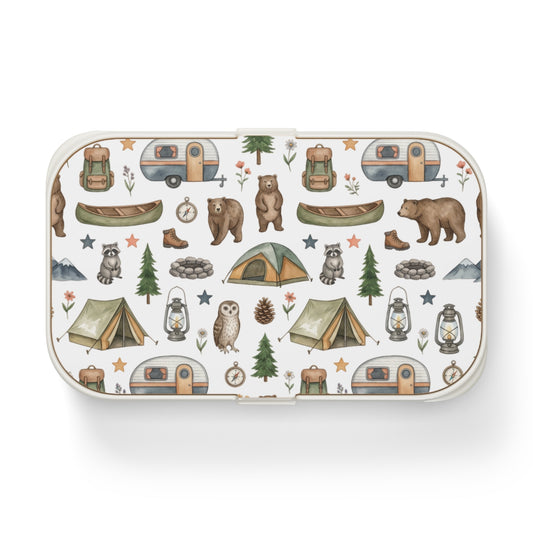 Camping Pattern Bento Lunch Box — Cute Outdoor Adventure Design