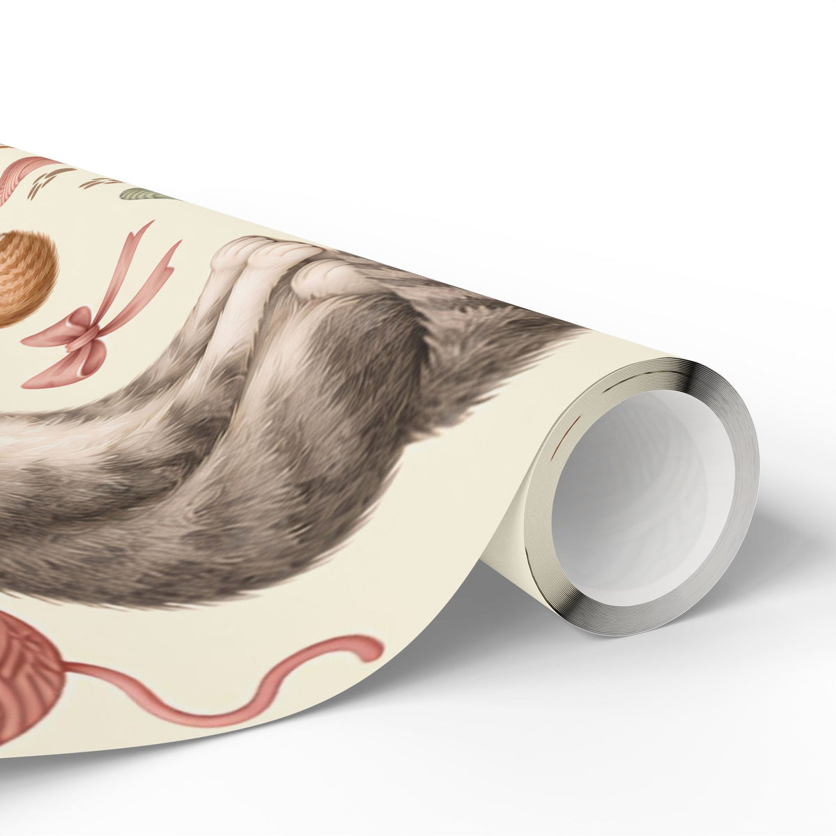 Cat & Yarn Pattern Wrapping Paper Roll — Cute Kitty Gift Wrap for Pet Lovers
