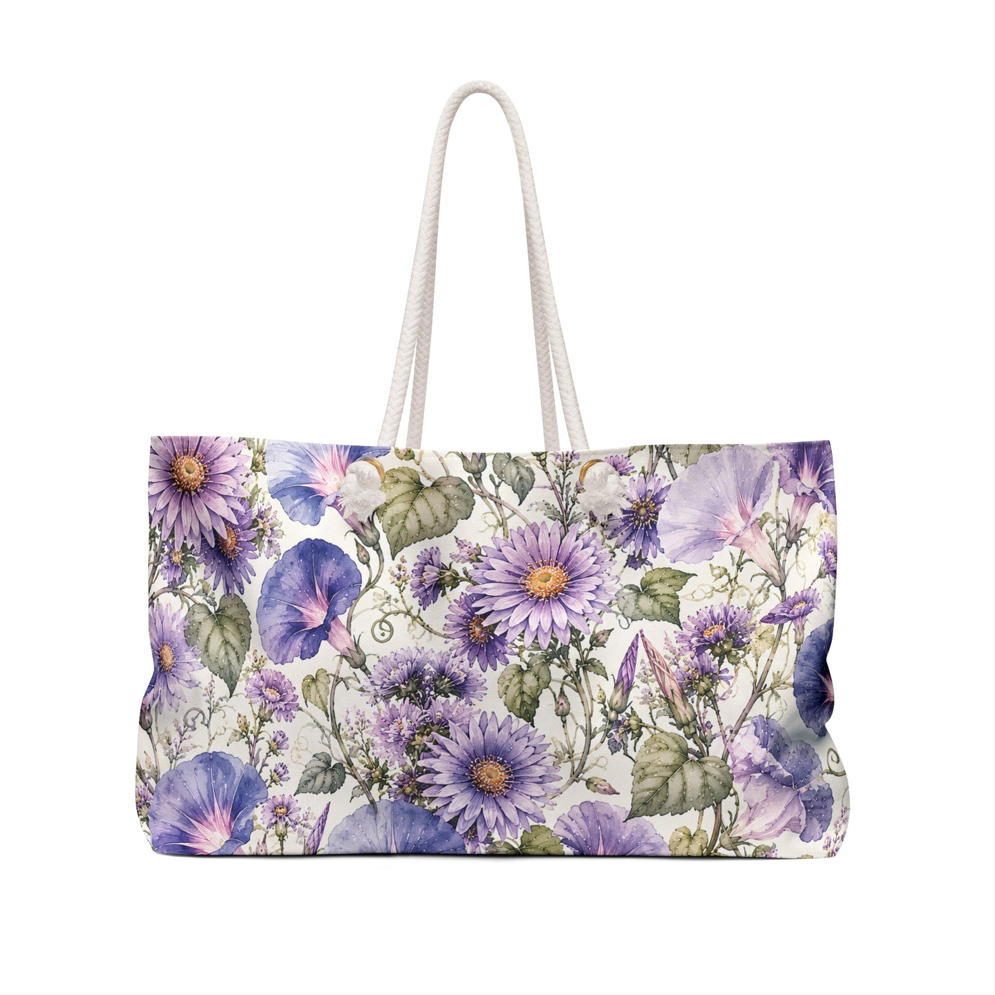Purple Floral Weekender Bag – Botanical Travel Tote for Weekend Getaways