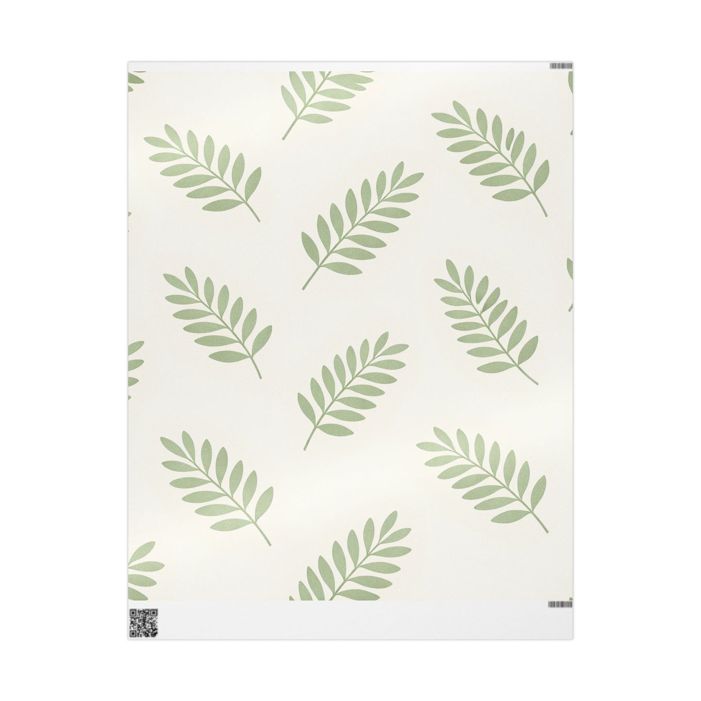 Botanical Leaf Pattern Wrapping Paper Roll — Green Foliage Gift Wrap