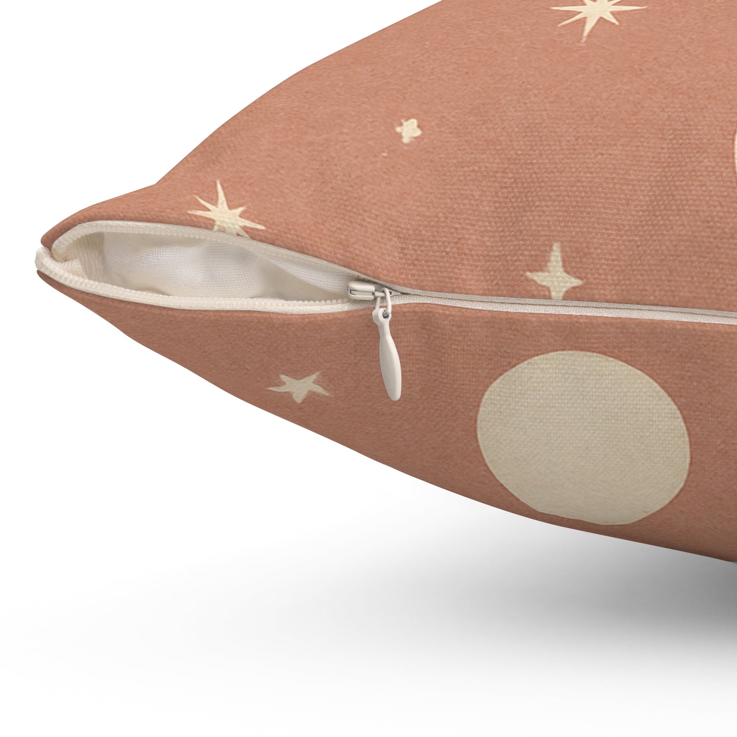 Blush Moon & Stars Throw Pillow - Celestial Boho Decorative Cushion with Double-Sided Print