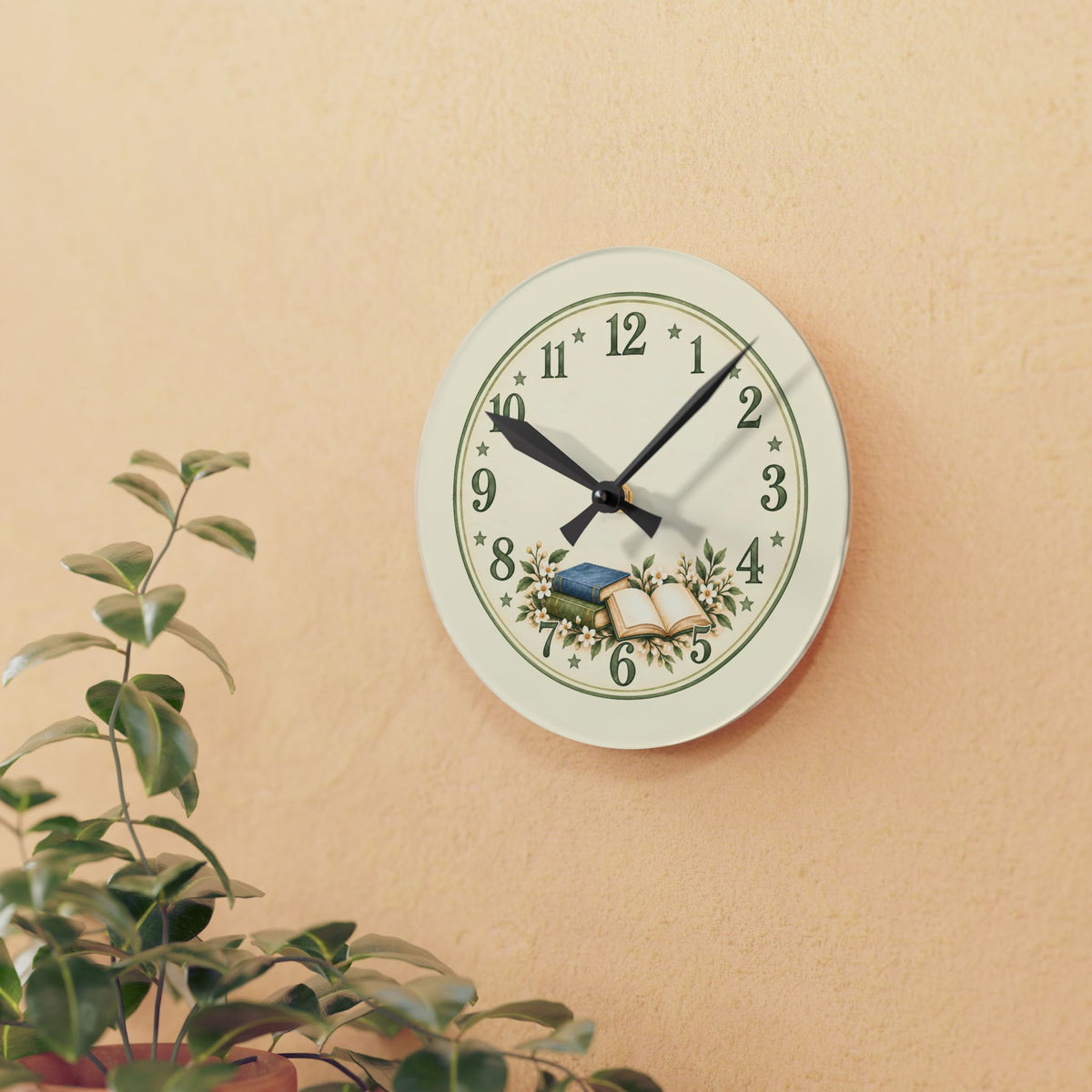 Vintage Book Lover Acrylic Wall Clock