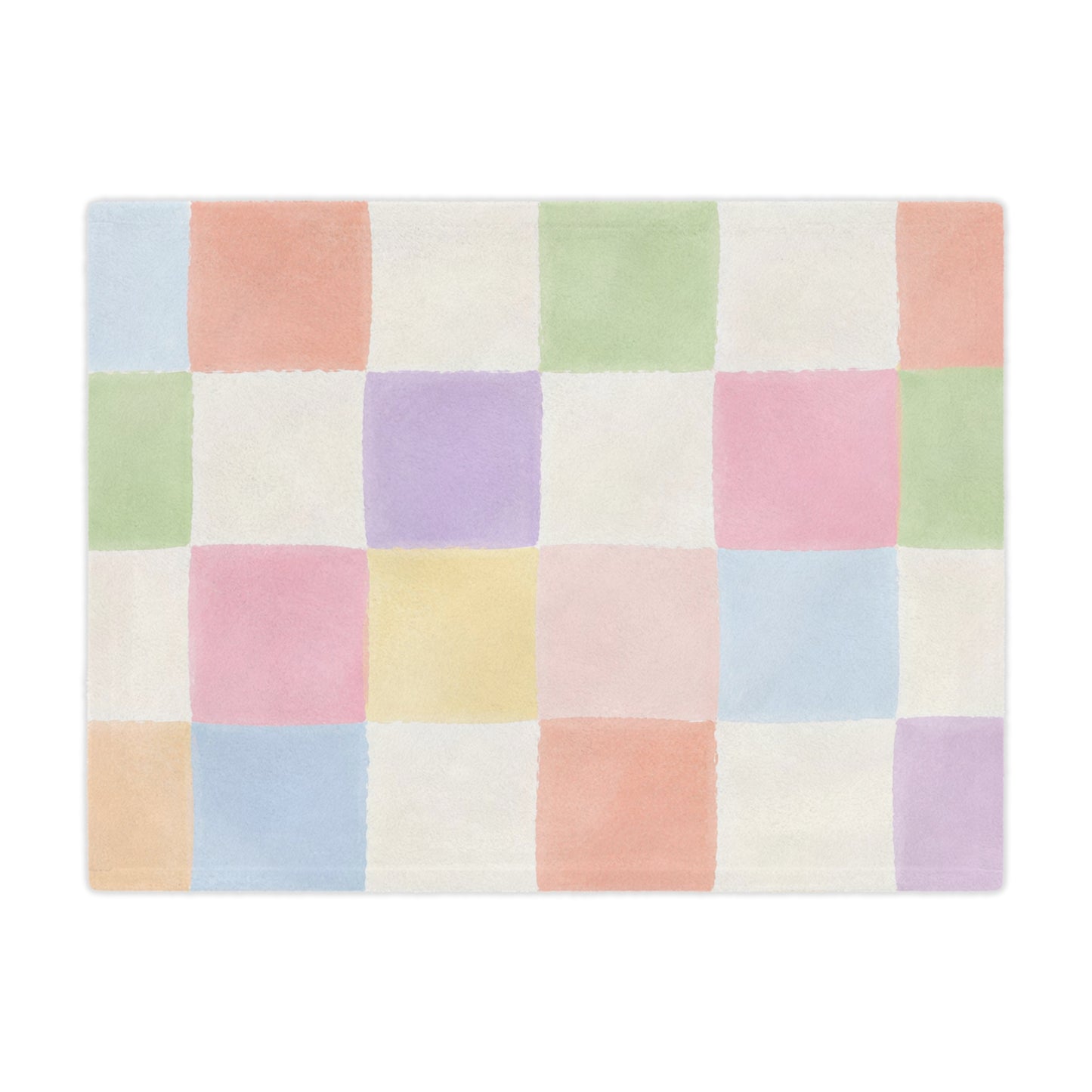 Pastel Checkered Minky Blanket — Soft Plush Throw for Nursery, Kids & Cozy Home