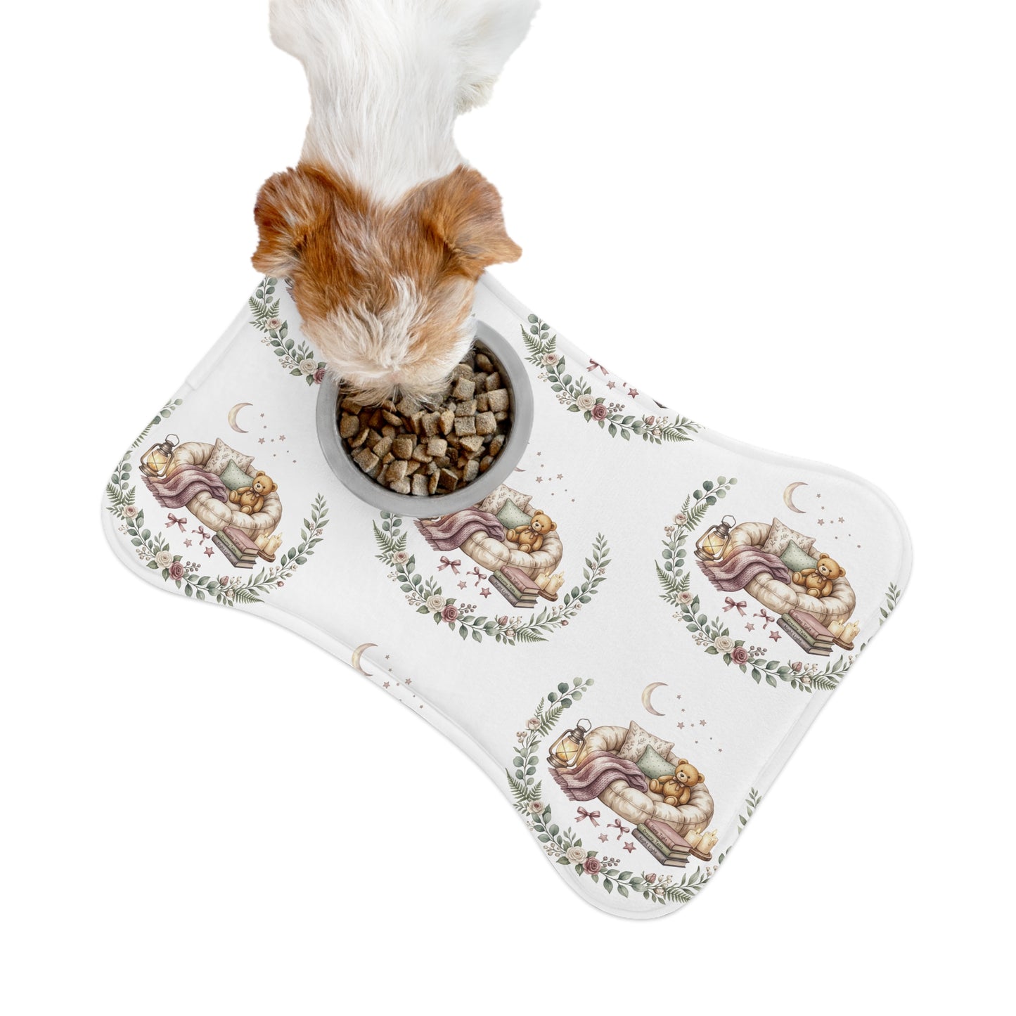 Watercolor Pet Feeding Mat — Cute Floral Placemat for Dogs