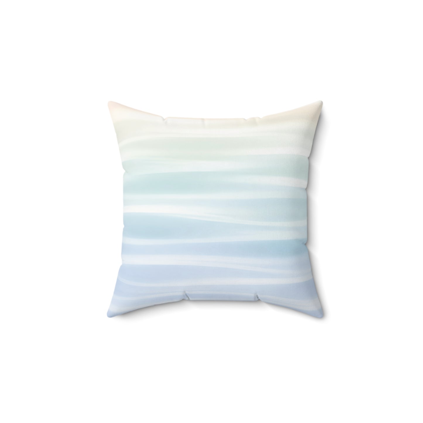 Coastal Watercolor Stripe Pillow — Soft Blue Ombre Decorative Throw Pillow
