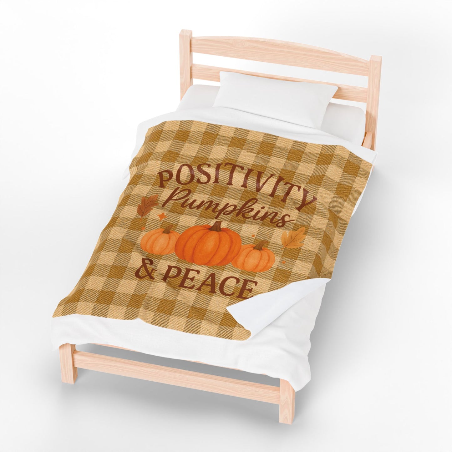 Positivity Pumpkins & Peace Velveteen Plush Throw Blanket – Autumn Cozy Farmhouse Decor