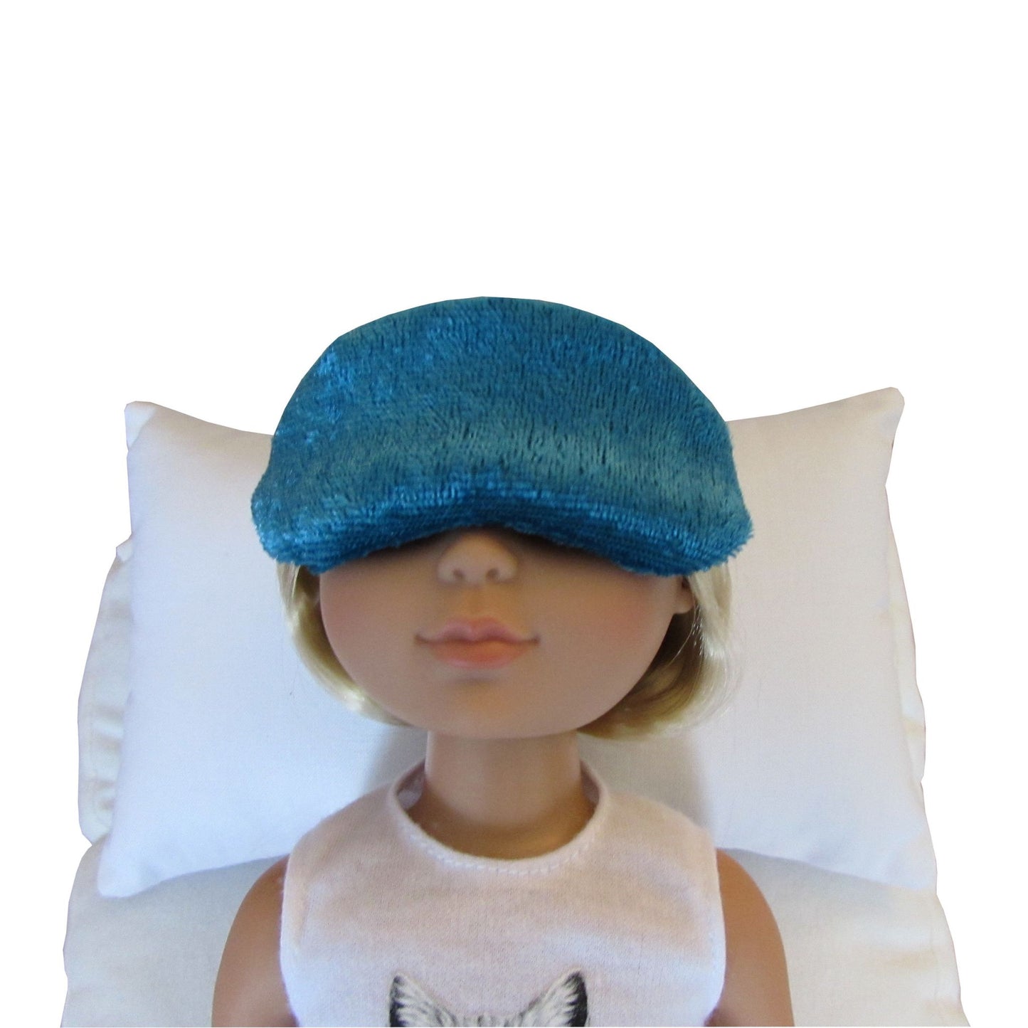 Turquoise Panne Velvet Doll Sleep Mask for 14 1/2-inch dolls