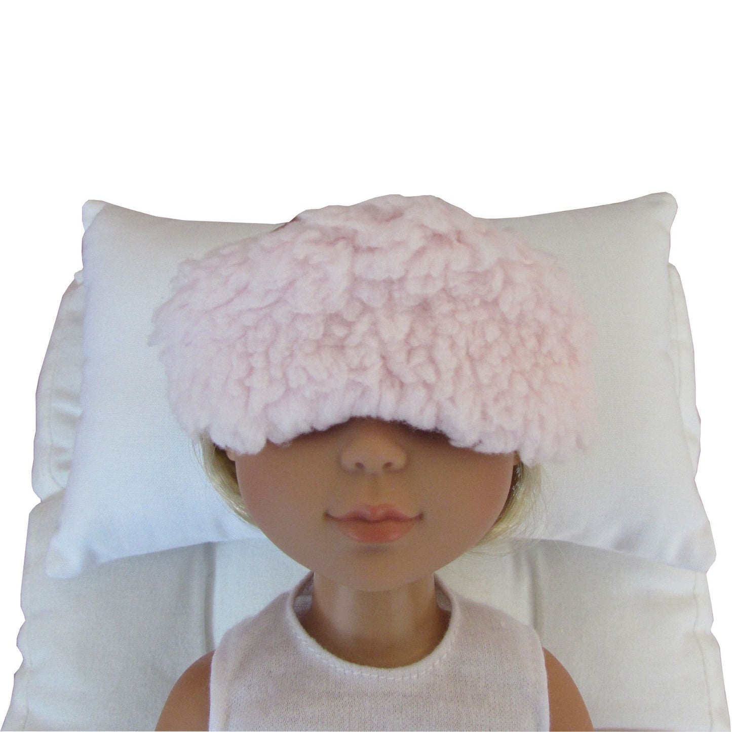 Pink Faux Sherpa Fur Doll Sleep Mask for 14 1/2-inch dolls