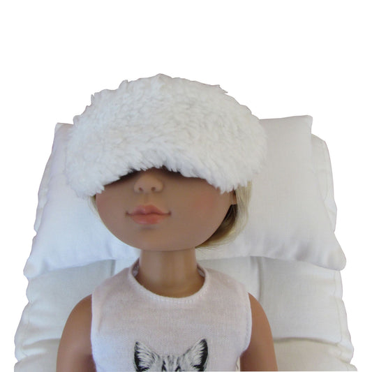 White Faux Sherpa Fur Doll Sleep Mask for 14 1/2-inch dolls