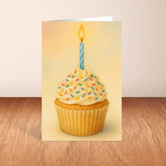 Blank Inside 5.5 x 8.5 Party Cupcake Celebration Greeting Card - Digital Download