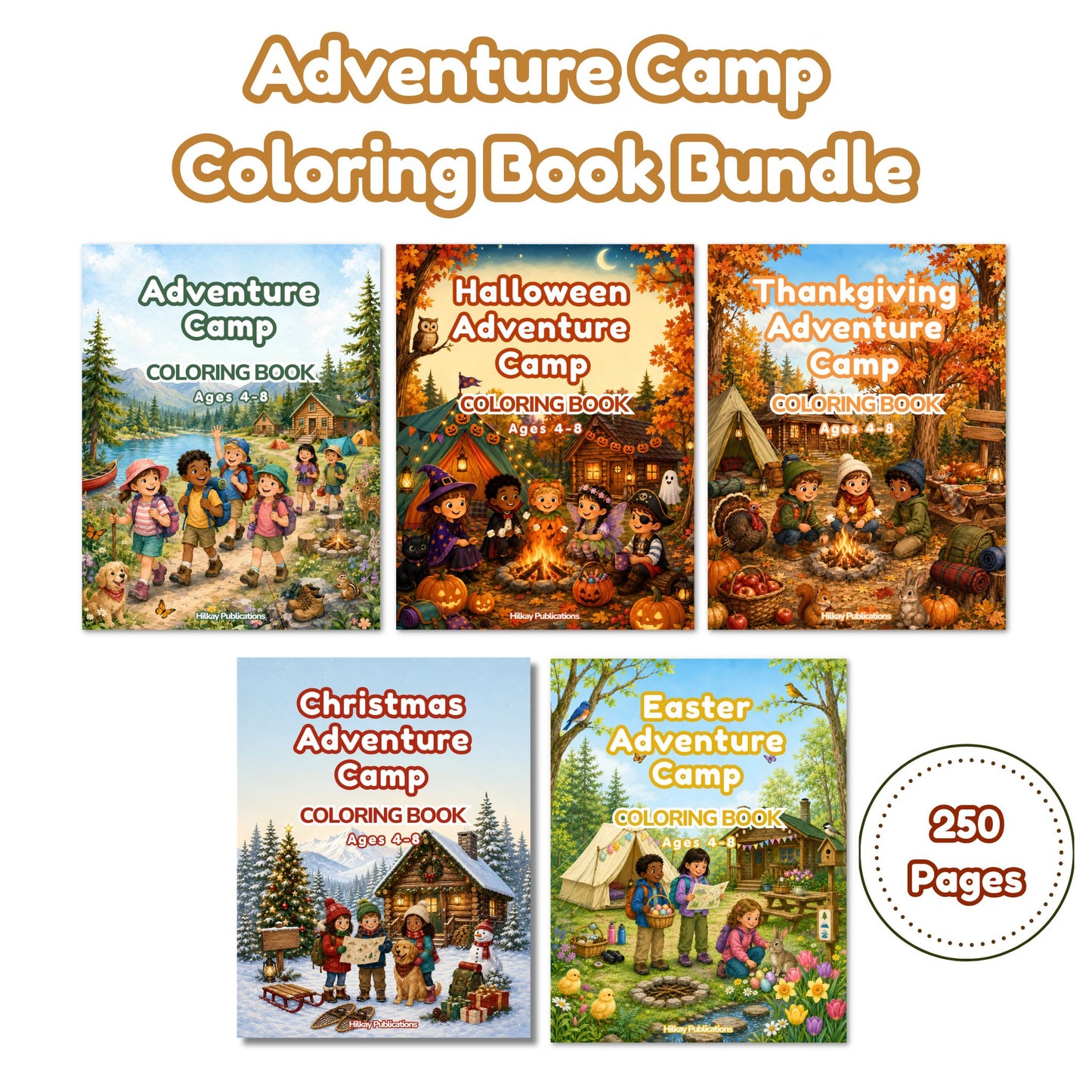 Adventure Camp Coloring Book Bundle | 5 Printable Kids Coloring Books