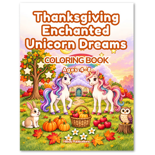 Thanksgiving Enchanted Unicorn Dreams Coloring Book for Kids | Ages 4–8